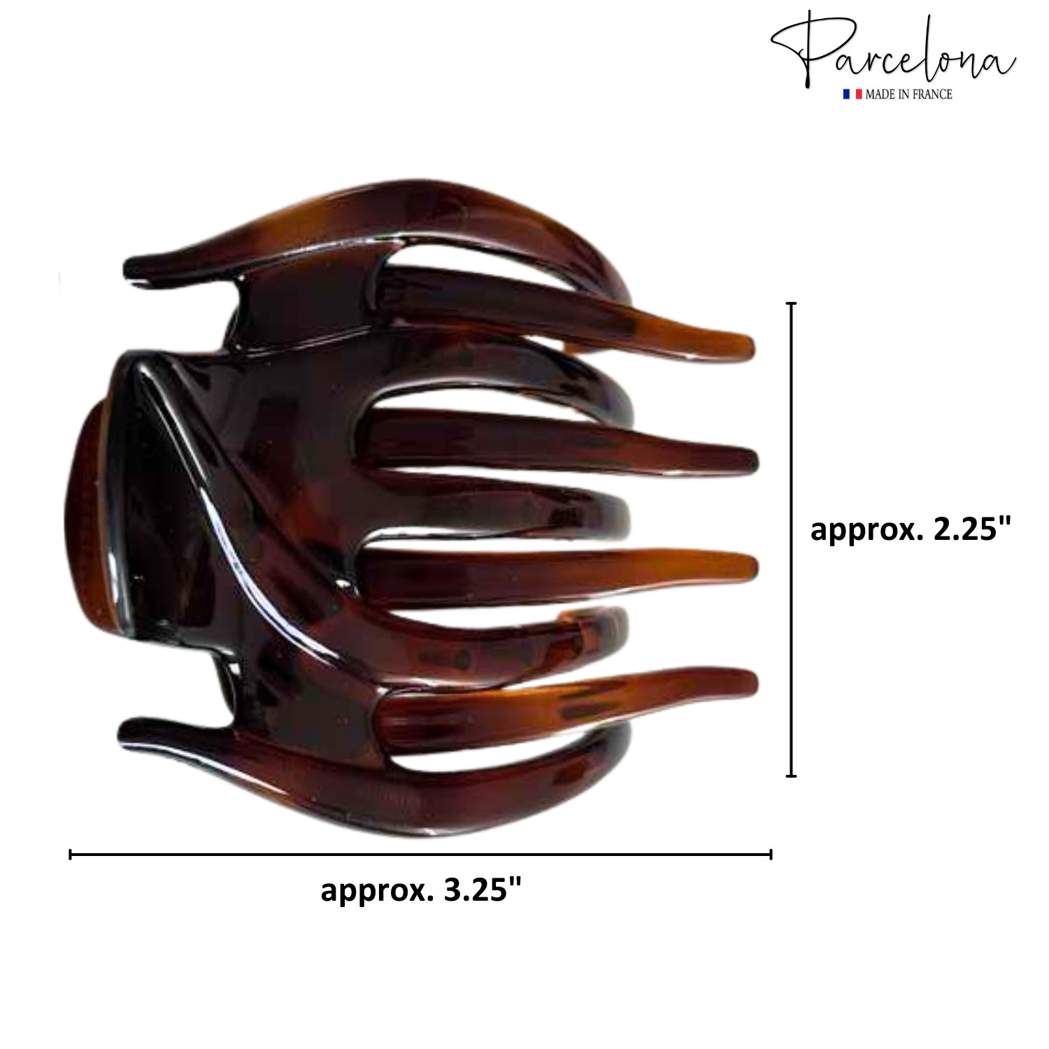 Parcelona French Octopus Hair Claw 3.25″ Tortoise Shell Cellulose Acetate Jaw