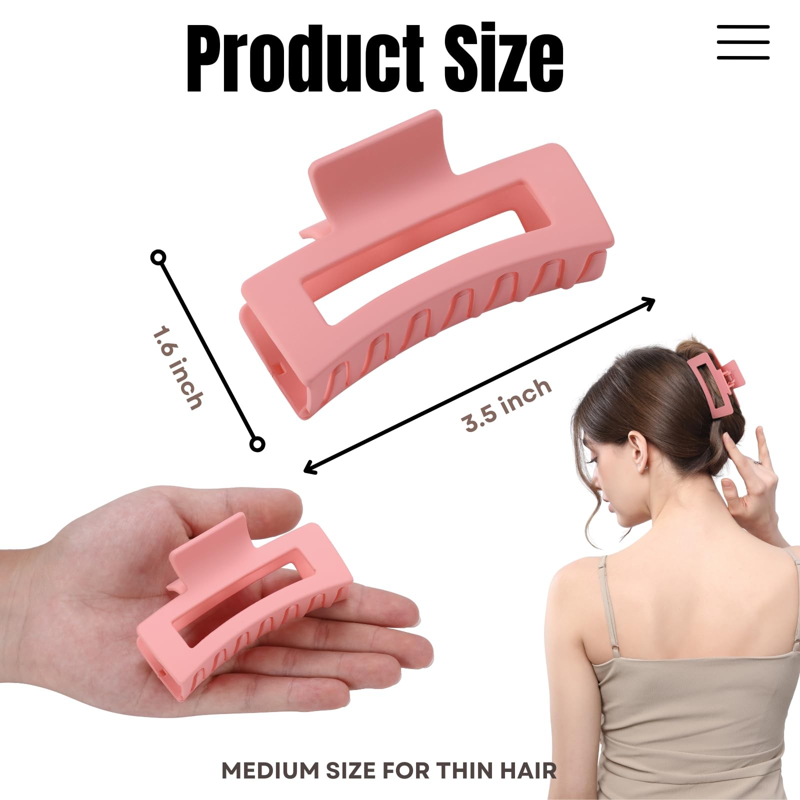 12 Pcs Square Hair Claw Clips for 1 Count (Pack of 12), Multi-Colors-3.5INCH