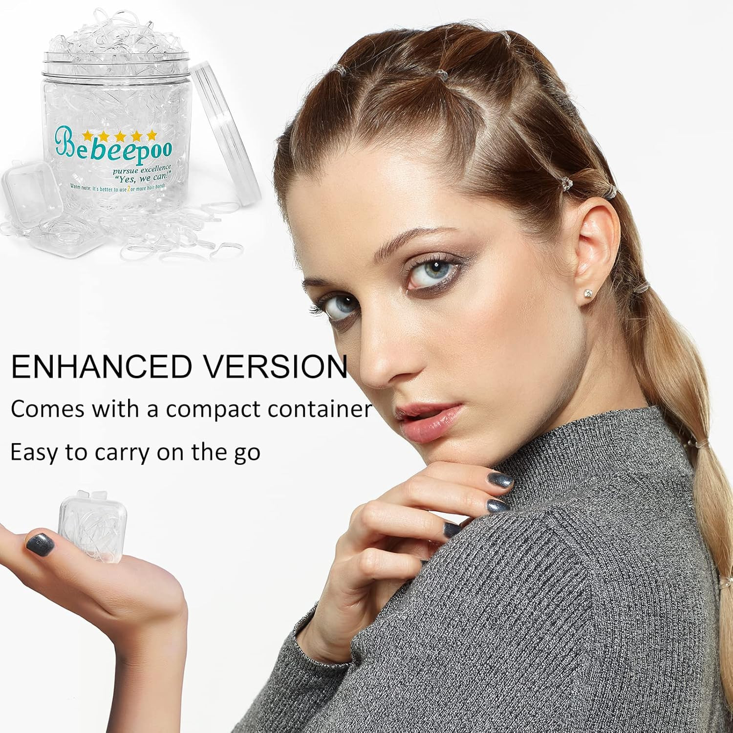 Clear Hair Elastics, 2000Pcs Mini Rubber Bands for Hair, Clear Mini Elastic Hai