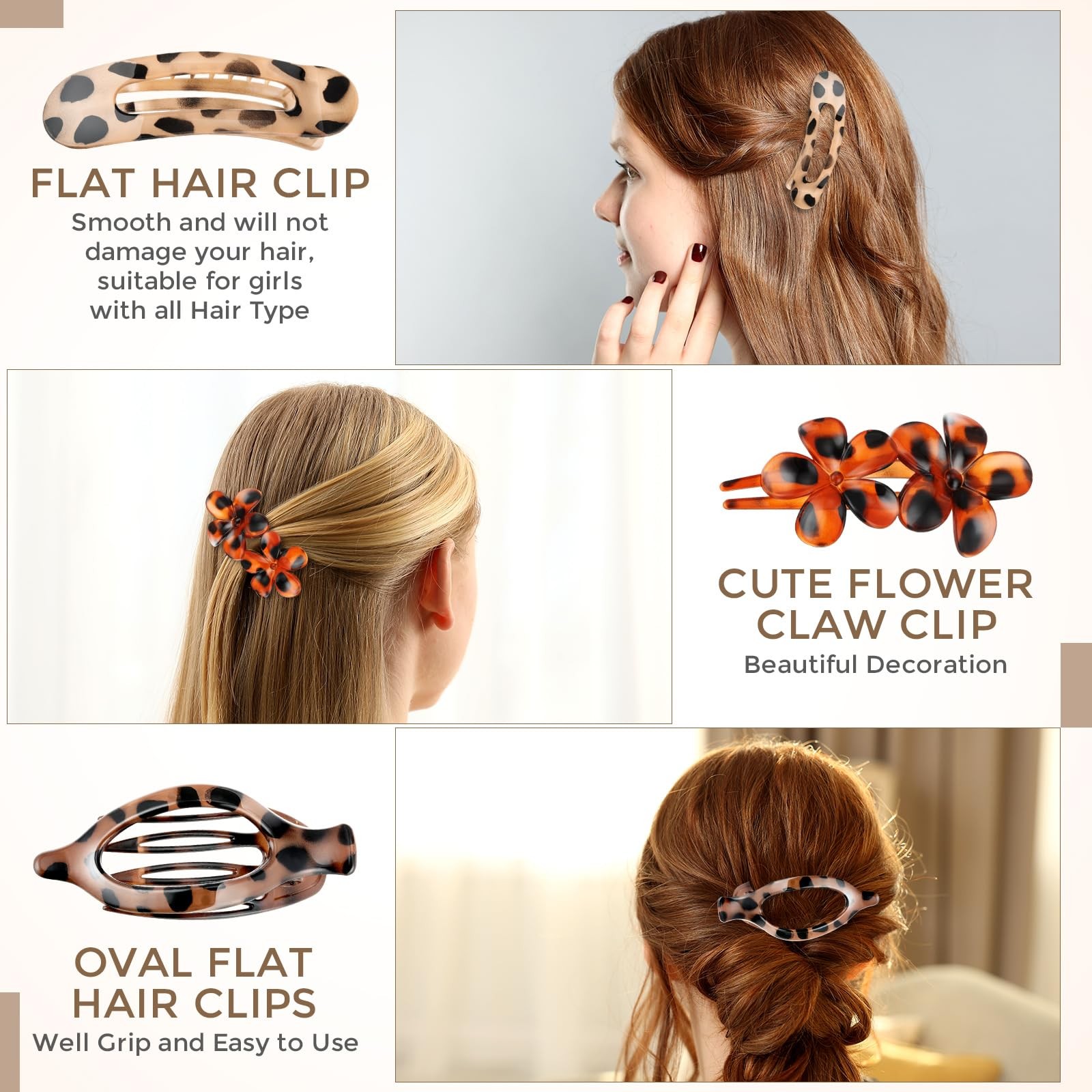Canlierr 12 Pcs Flat Hair Clips for Women 1 Count (Pack of 12), Tortoiseshell