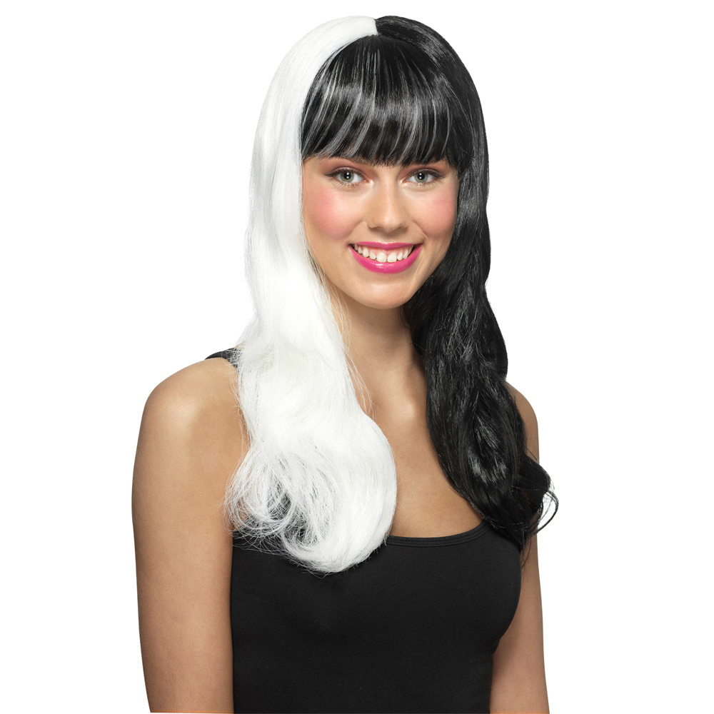 Claire’s Womens Halloween Wig Black & White Glow In The Dark Premium OneSize New