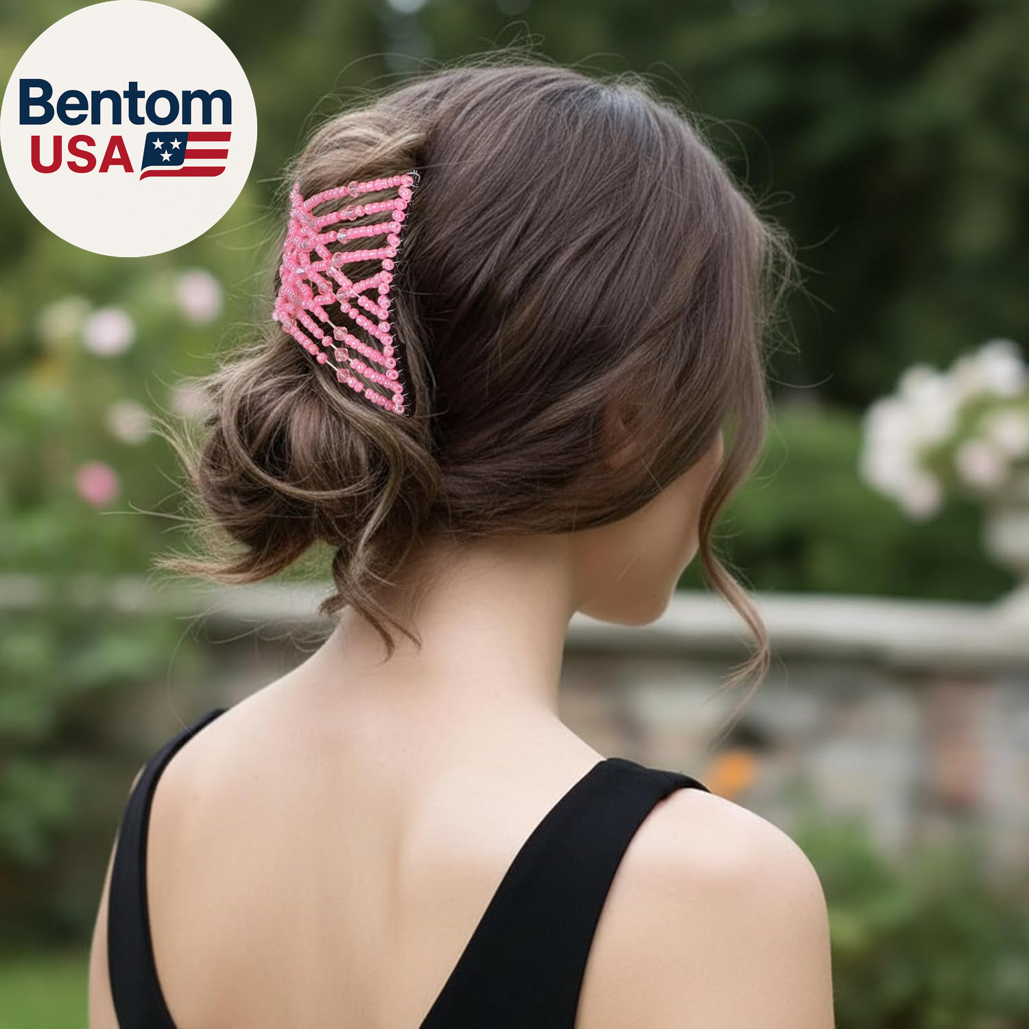 6Pcs Magic Hair Comb Stretchy Hair Clip Adjustable Beaded Hairpins Elastic No Cr