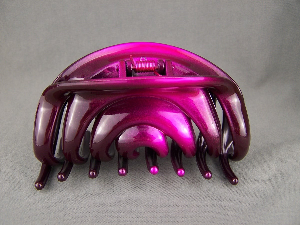 Pink Black ombre metallic plastic BIG hair clip claw clamp 3.75″ long