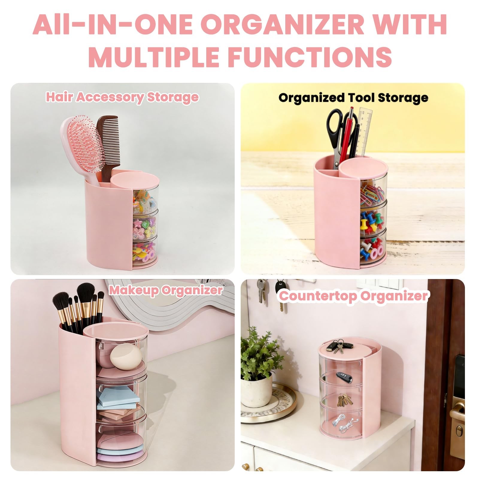 PERFECT LASER 3-Tier Hair Accessories Organizer with Brush Holder,…