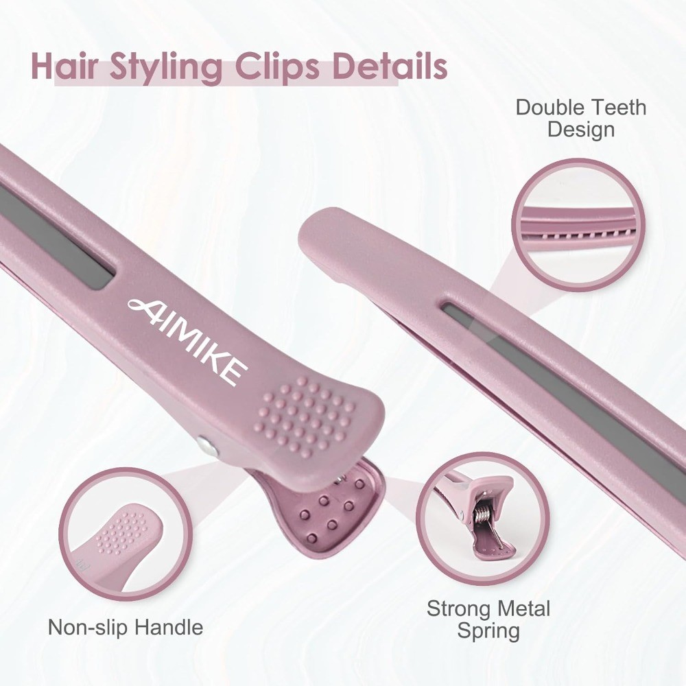 Hair Sectioning Clips Set of 6 Silicone Grip Duckbill No Crease Styling Cutting