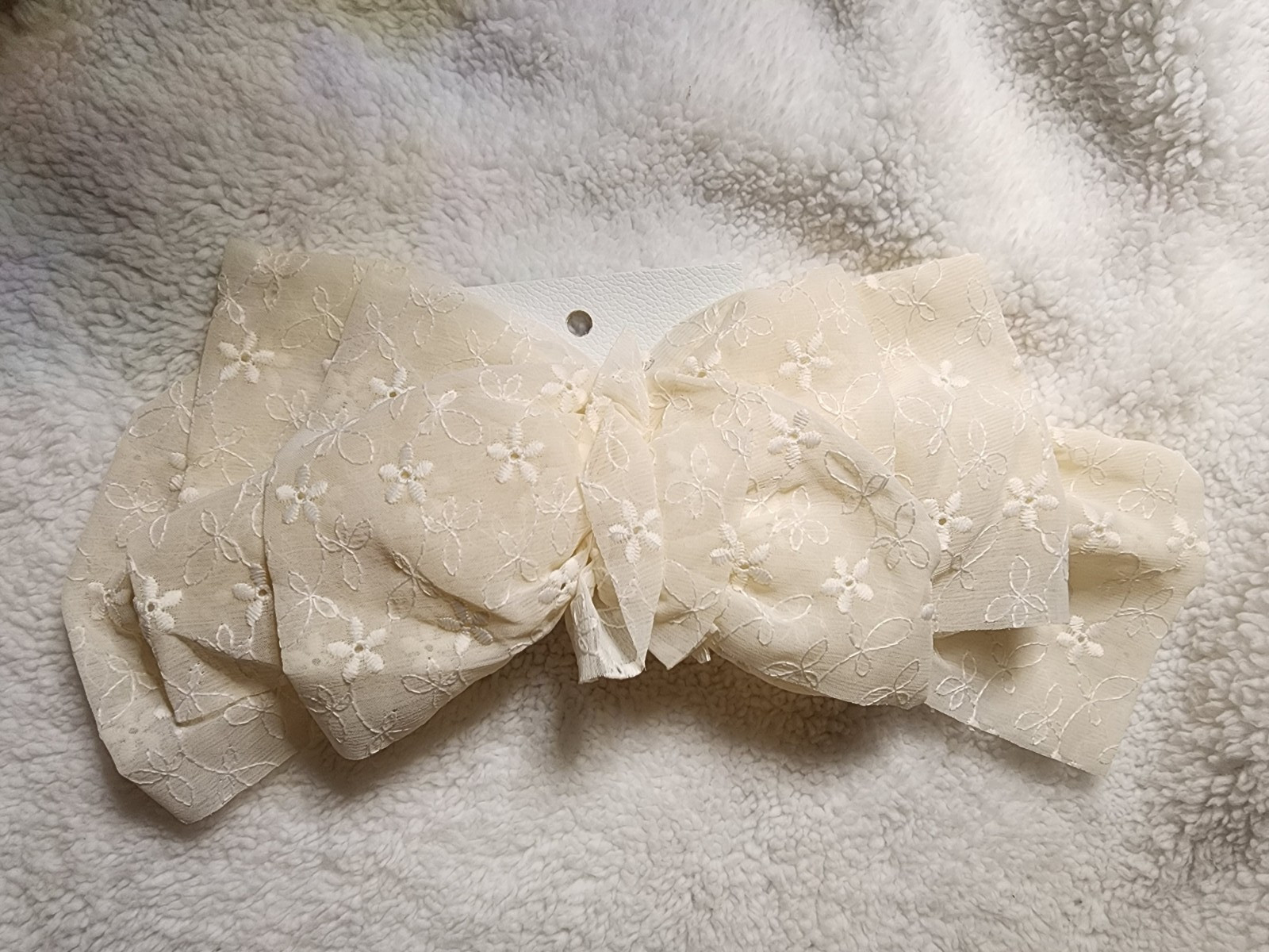 NWT Free People The Dreamers Lace embroidered Floral Bow Hair Tie White Wedding