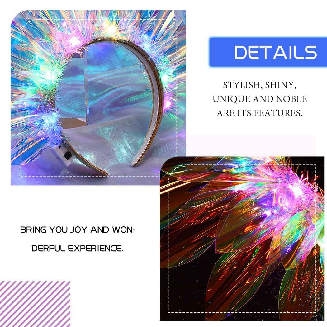 Light up Crown Led Headband Glow Birthday Headpiece Rave Costume Hair