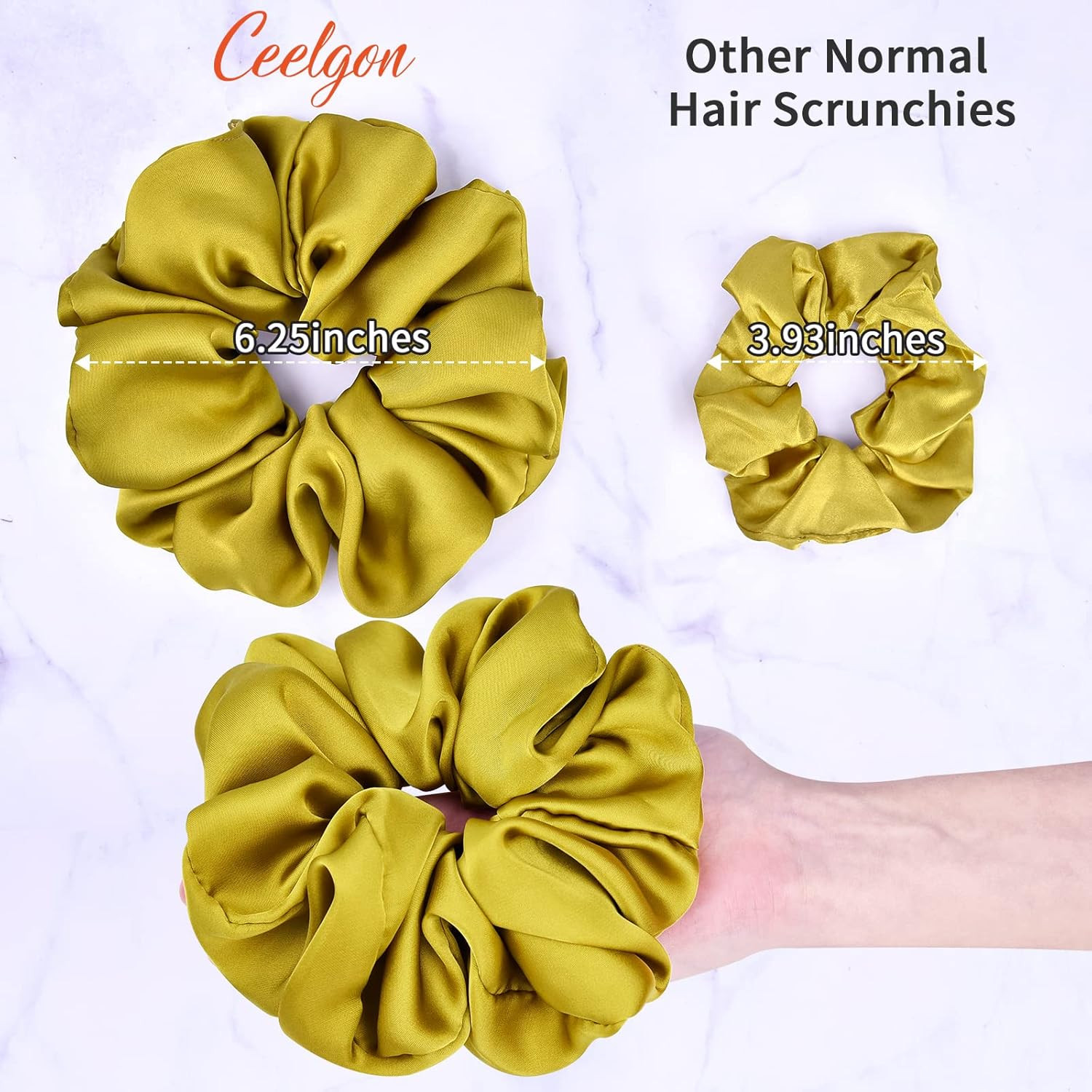 Big Real Silk Scrunchies for Women 6.3Inches Large Scrunchie Satin Oversized Sil