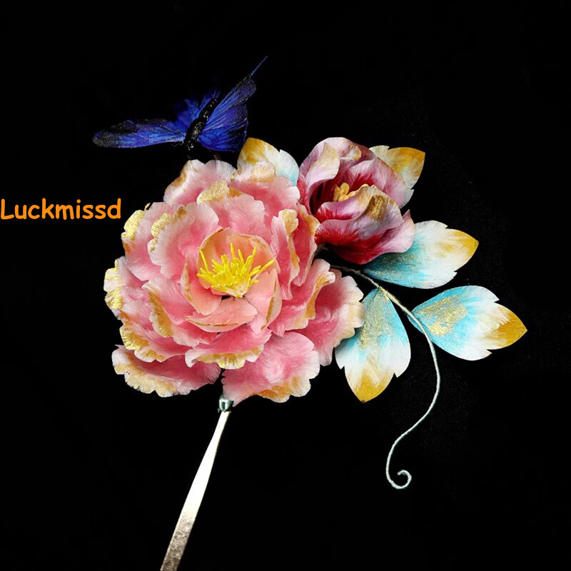 Velvet Flowers Peony Hairpin Hanfu Hairpin Handmade Accessories Headwear Jewelry