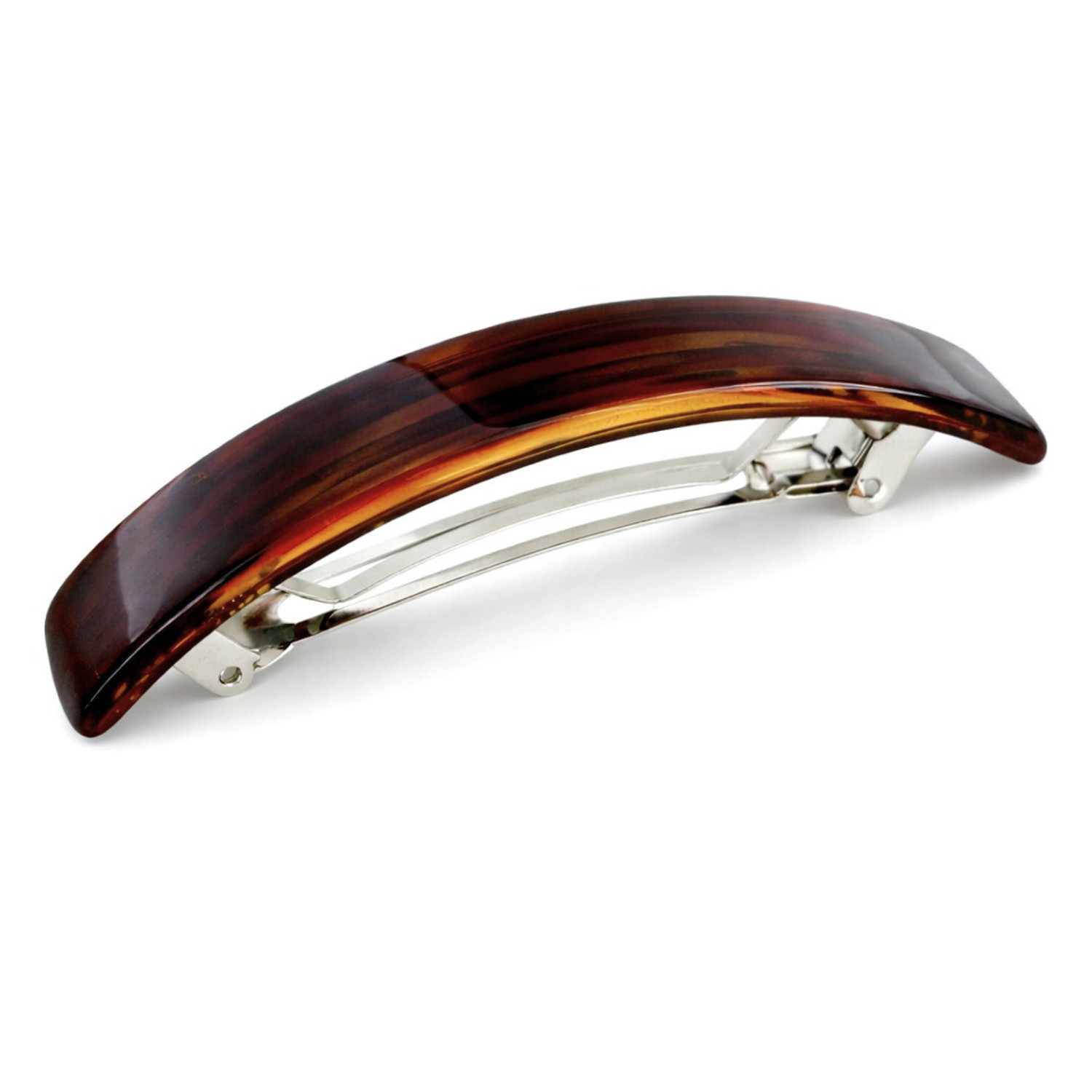 Parcelona French 3.5″ Tortoise Shell Curved Rectangular Hair Clip Barrette Women