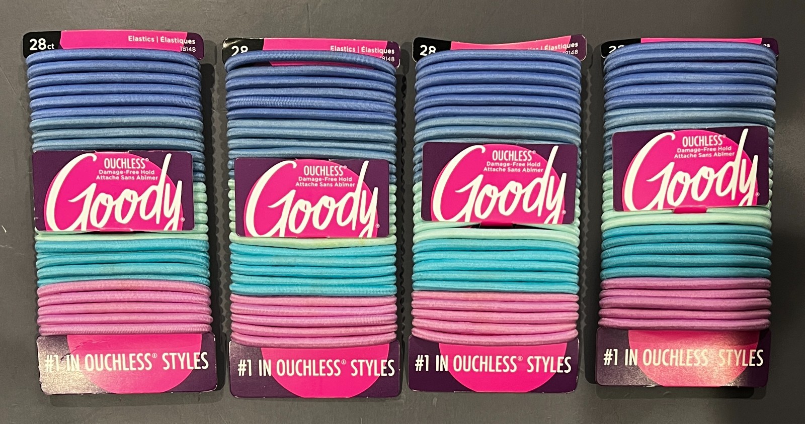 4-Pack Goody| Bulk |Ouchless 112-Elastic Hair Ties Rubberband, Ponytail Holders