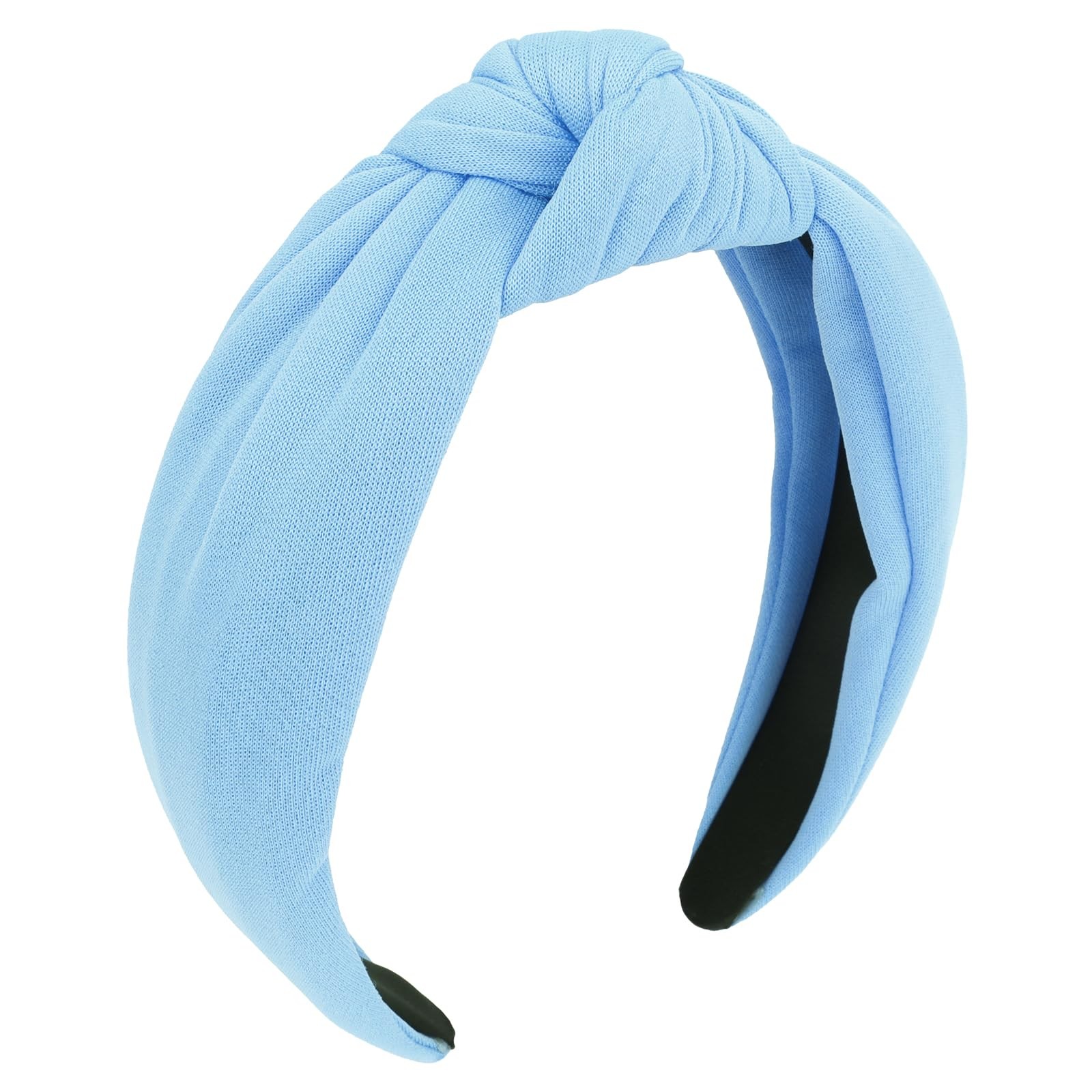 Blue Non Slip Knotted Headband Women Wide Preppy Fashion Hairband Top Knot