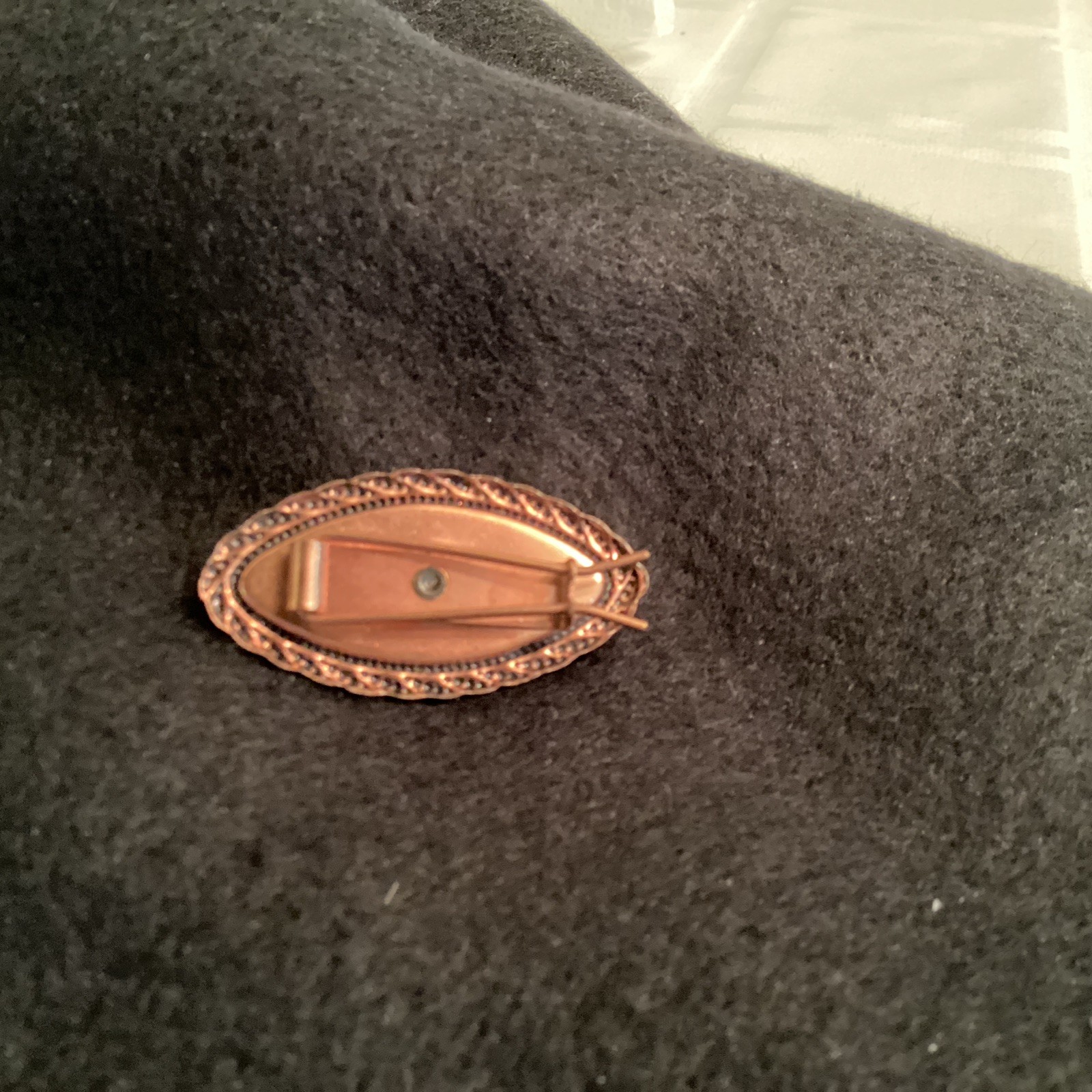Copper Barrette With Faux Goldstone Center 1 5/8” X 3/4”. Nice.
