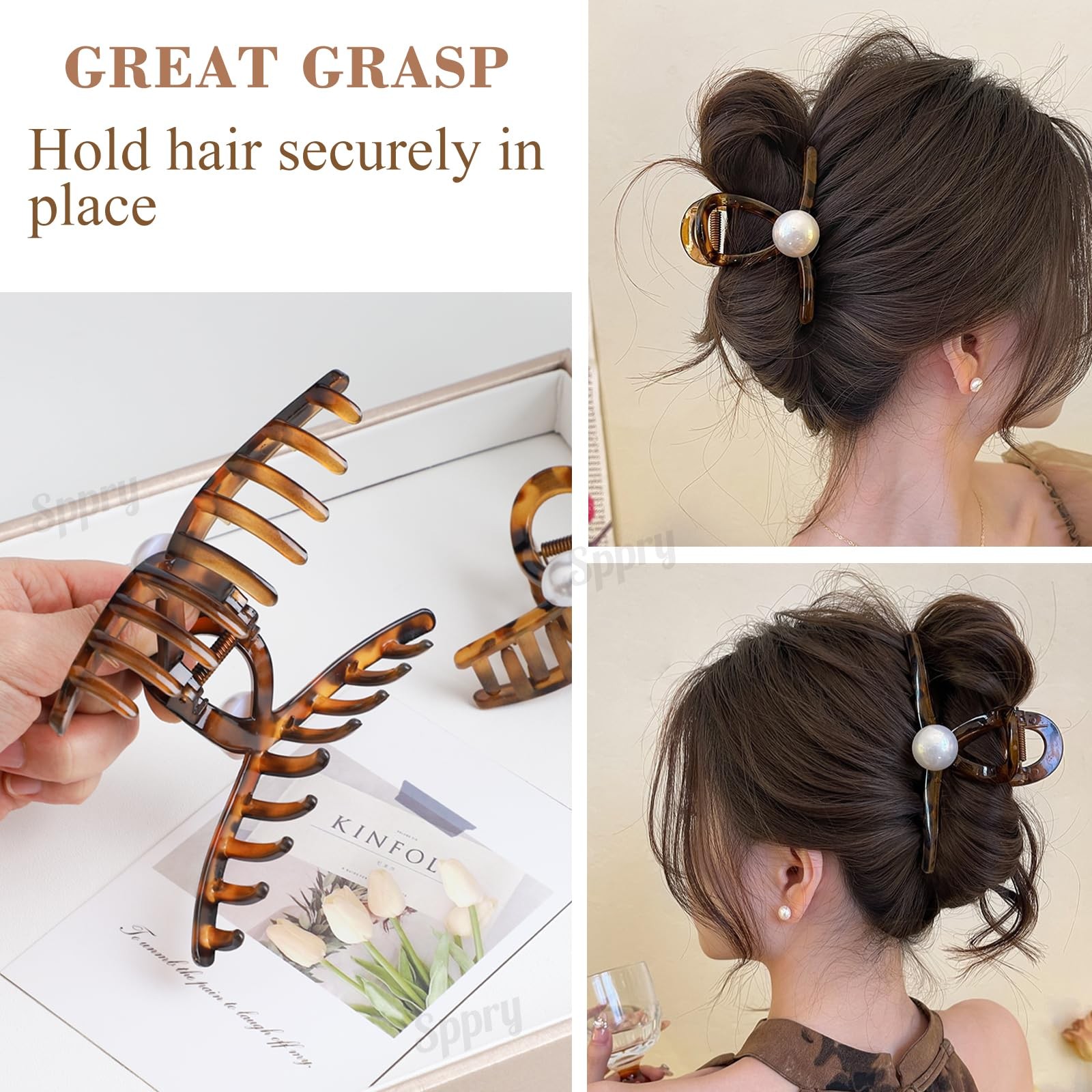 Sppry 1 Count (Pack of 3), Black & Brown – Medium 3 Inch (for Thin Hair)