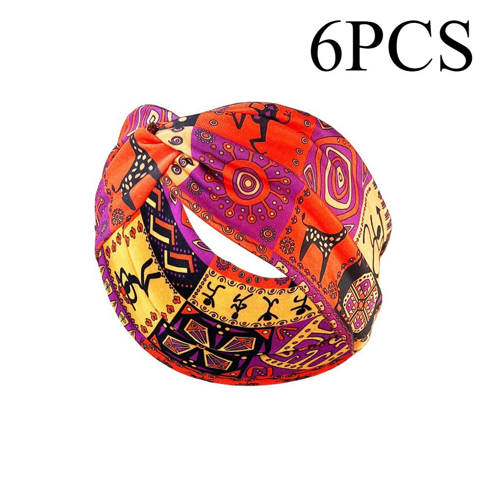 6 Pack Women’s Elastic Headbands Boho Style Soft Hair Wraps for Daily Fitness