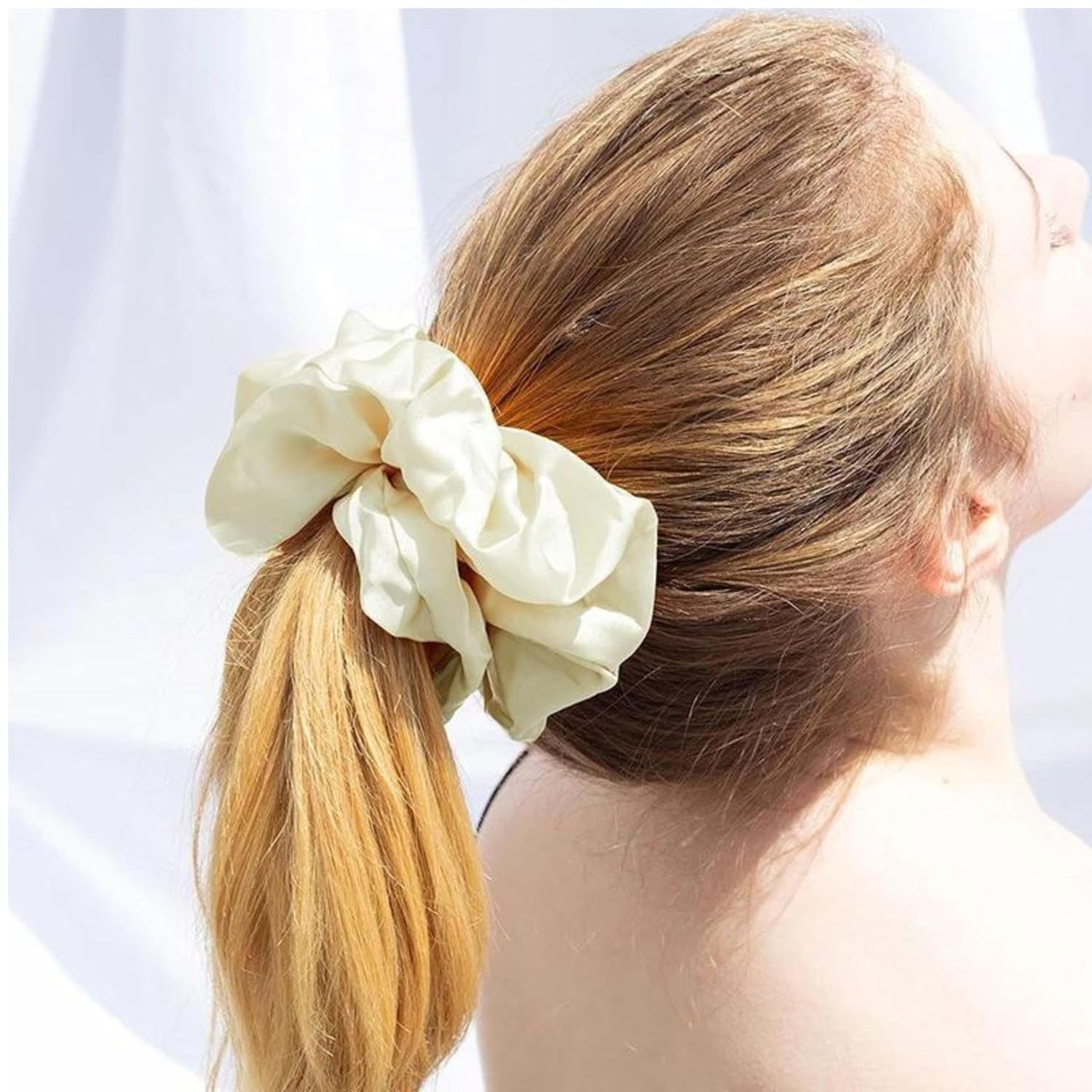 4 Pack XL Satin Silk Hair Scrunchies Oversized Elastic Hair Ties for Women Girls