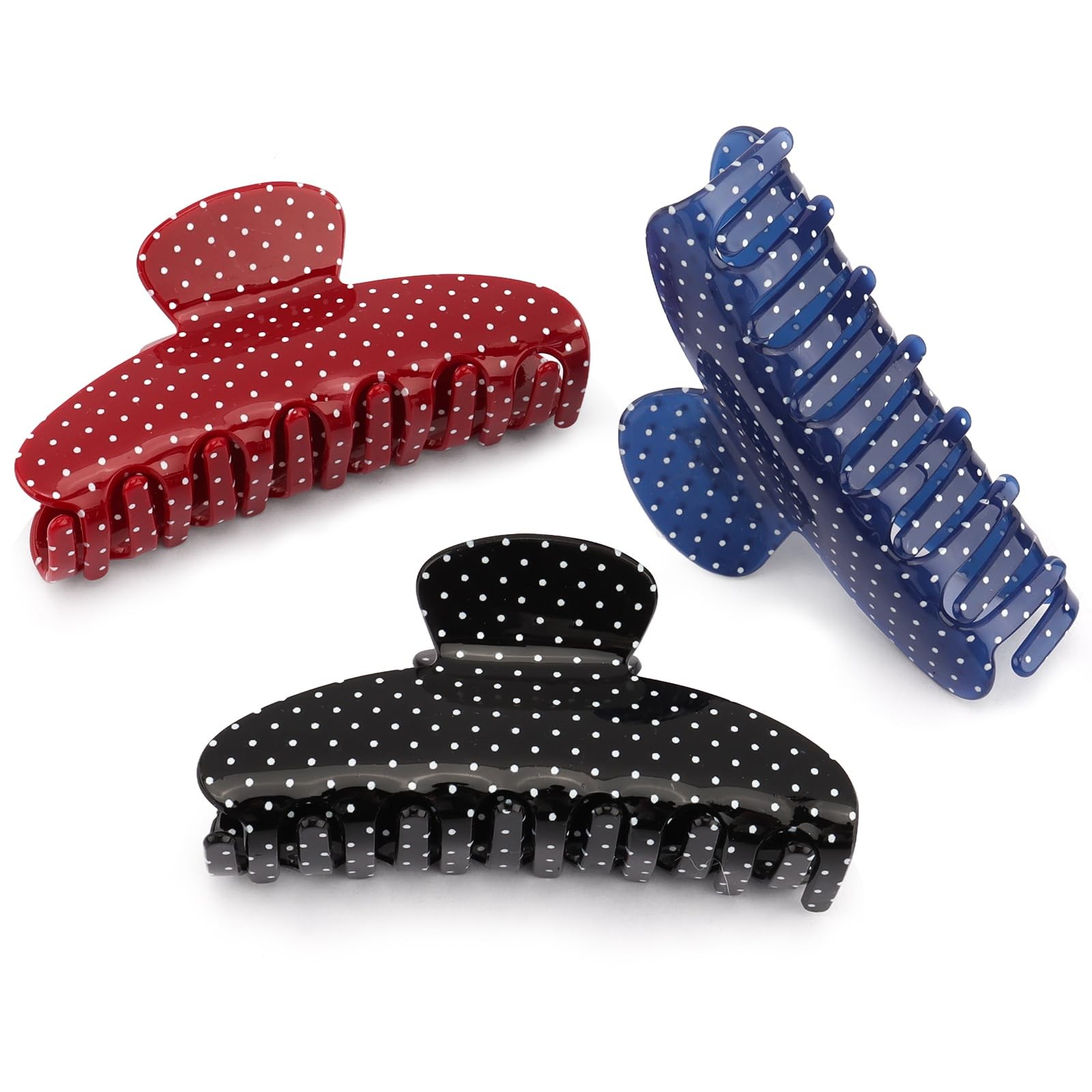 FASOTY Polka Dots Claw Clips for Women, 3Pcs 1 Count (Pack of 3), Multicolor