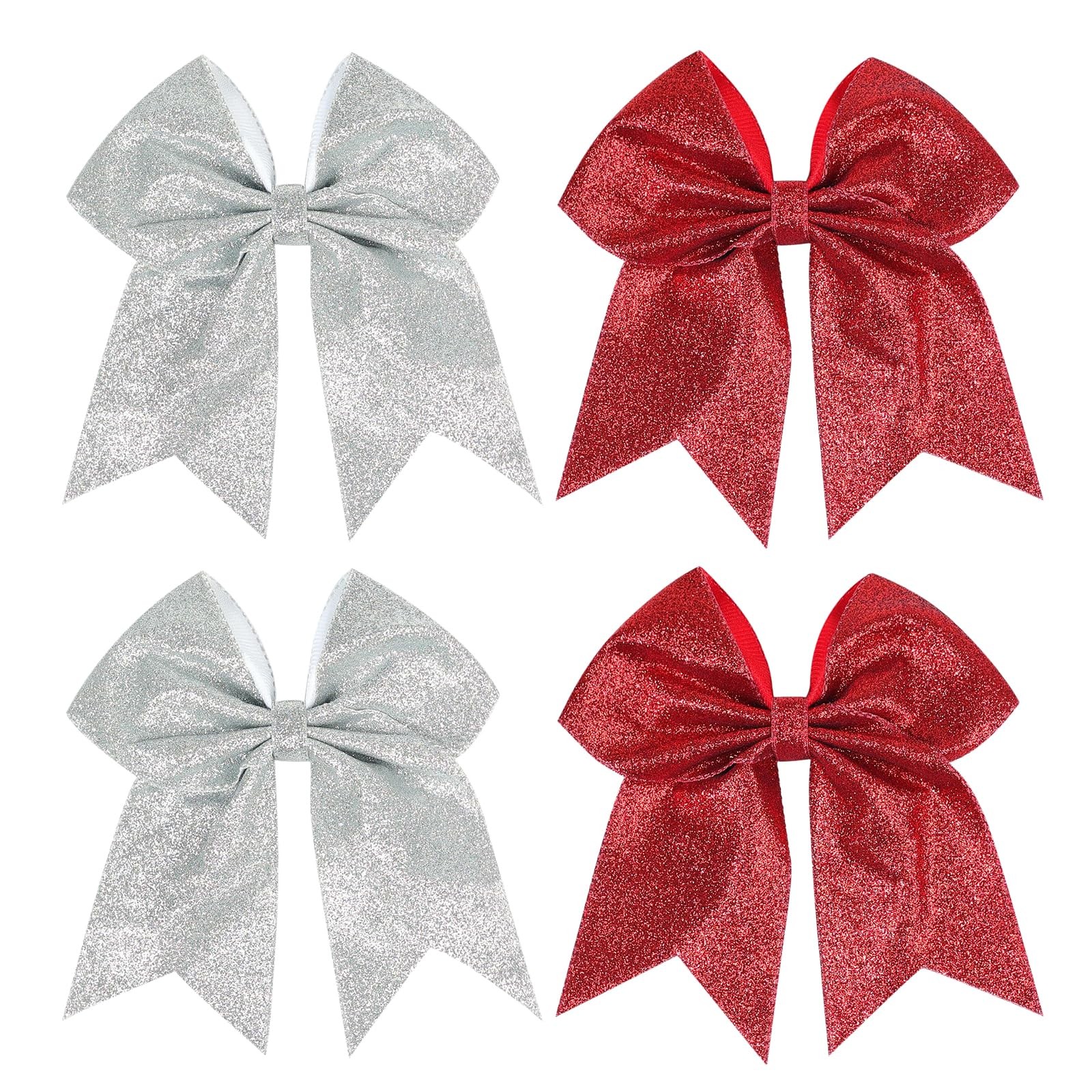 4 PCS Large Sequin Cheer Bow Clips 7 Inch Cheerleading Glitter Bow Hair Clips…