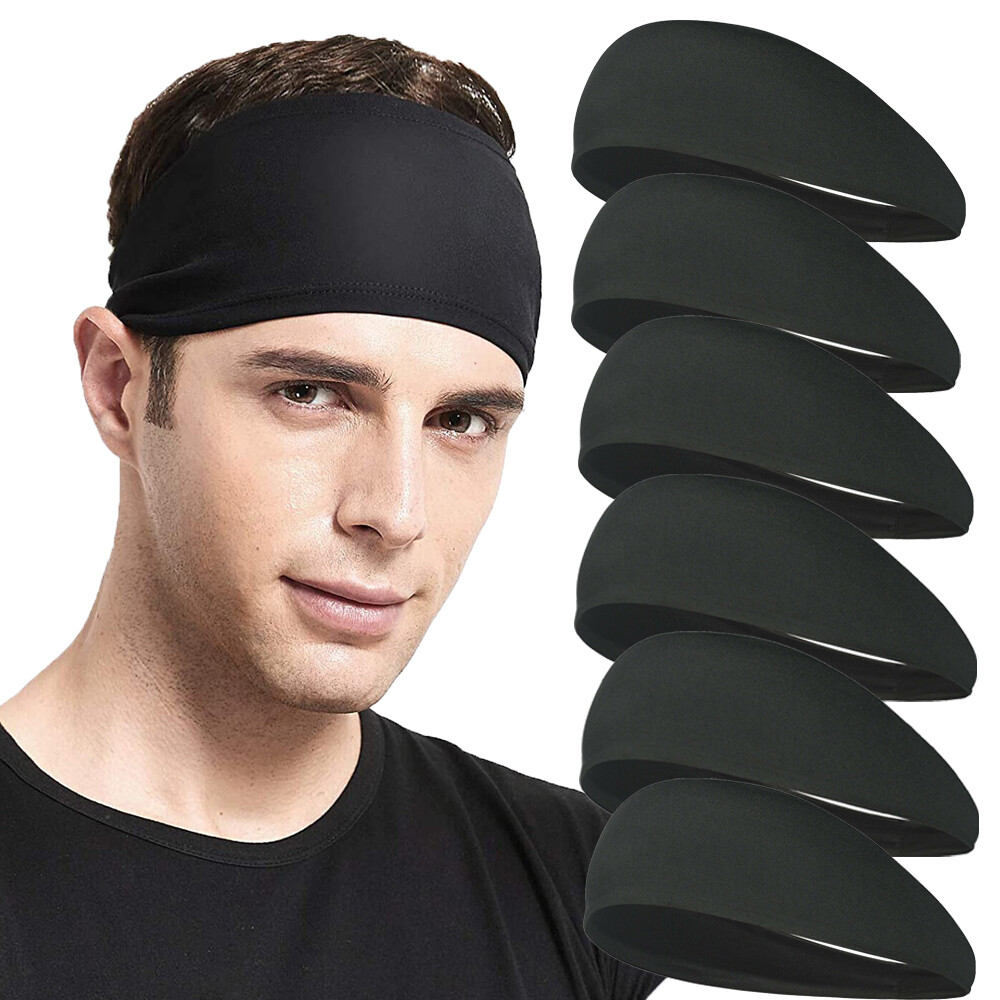 Sports Headbands Moisture Wicking Workout Headband Sweatband for Women Men Black