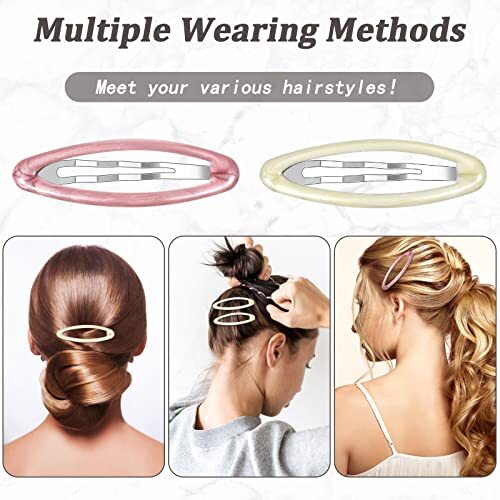 12 Pcs Oval 2.8 In Tortoise Metal Hair Clips for Women Ellipse Non Vivid Style