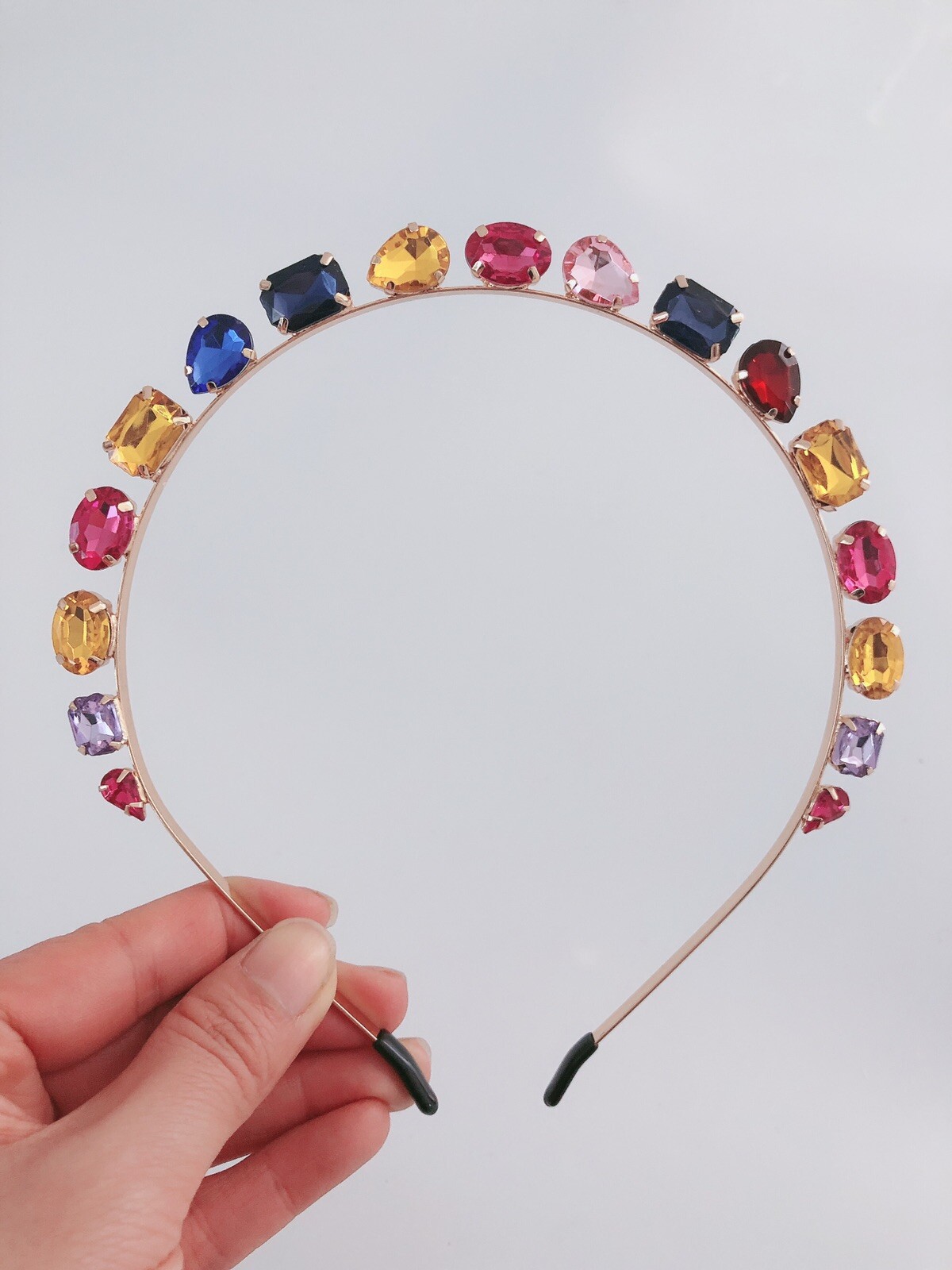 Women Girls Colorful Bling Crystal Gem Rhinestone Metal Head Hair Band Headband