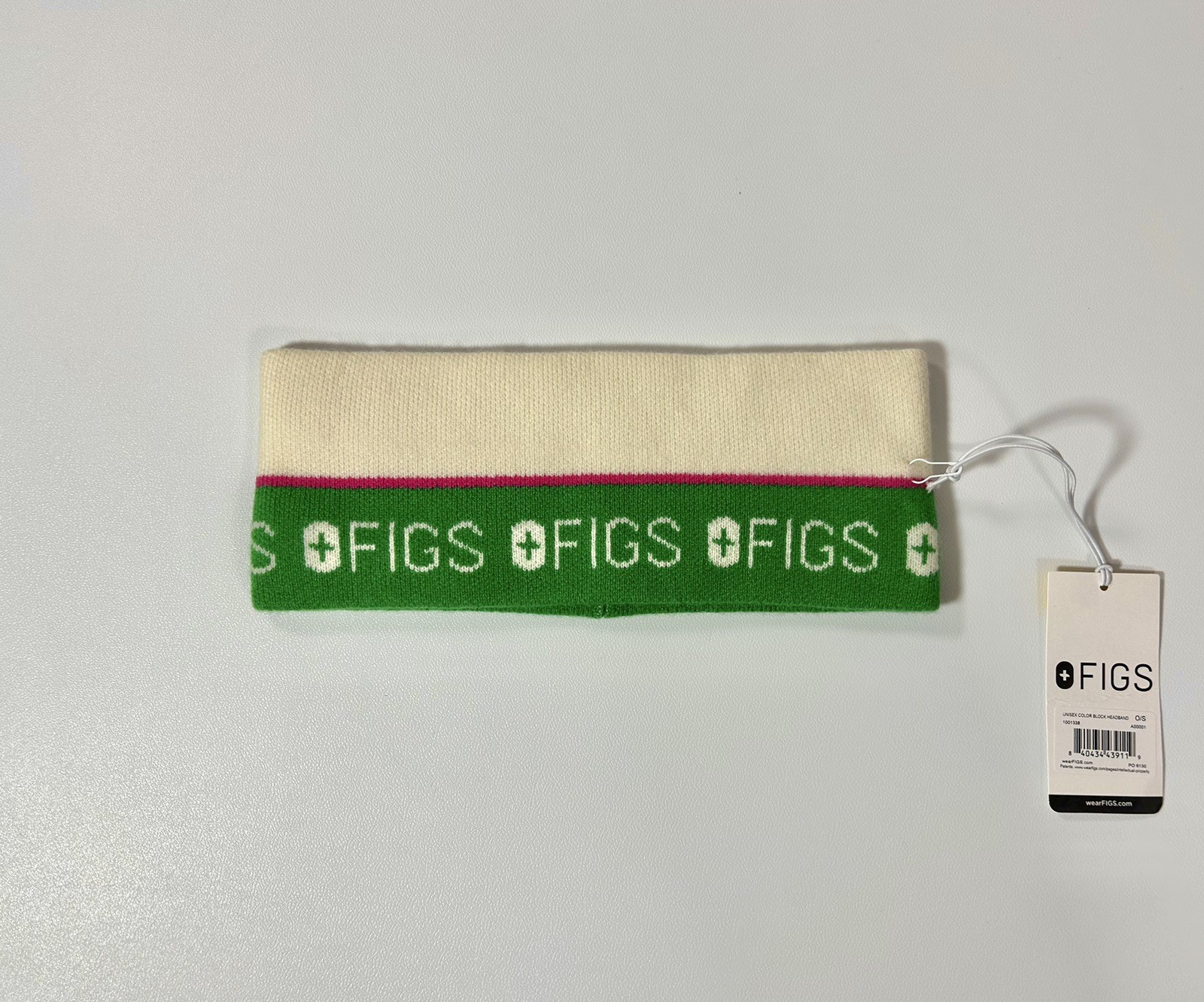 Figs Wool Color Block White Green Pink Headband Unisex NWT