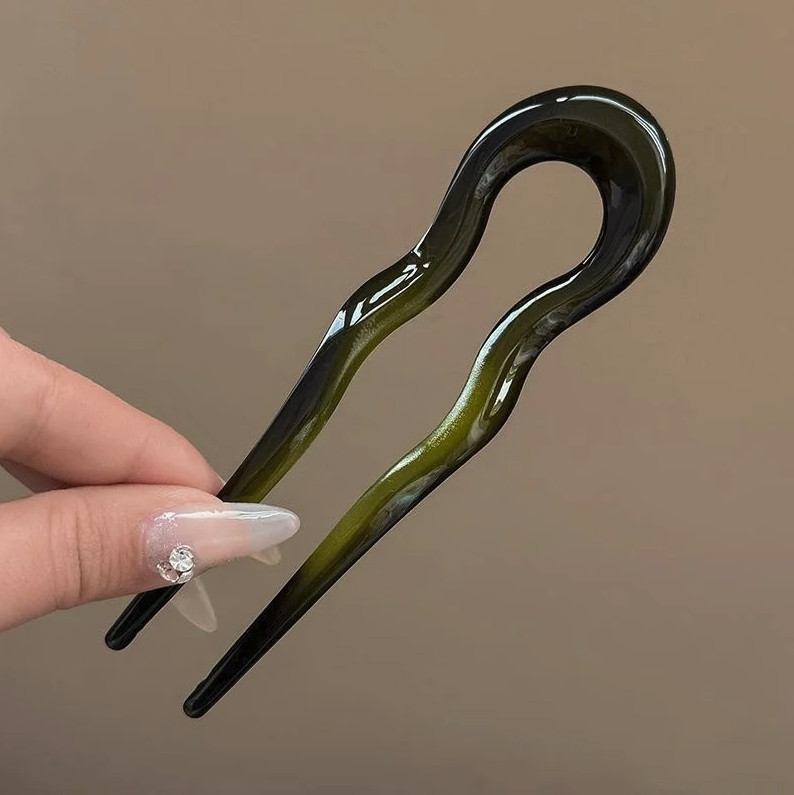 U-Shaped Hair Fork Tortoiseshell Acrylic Hair Stick Clip – NEW