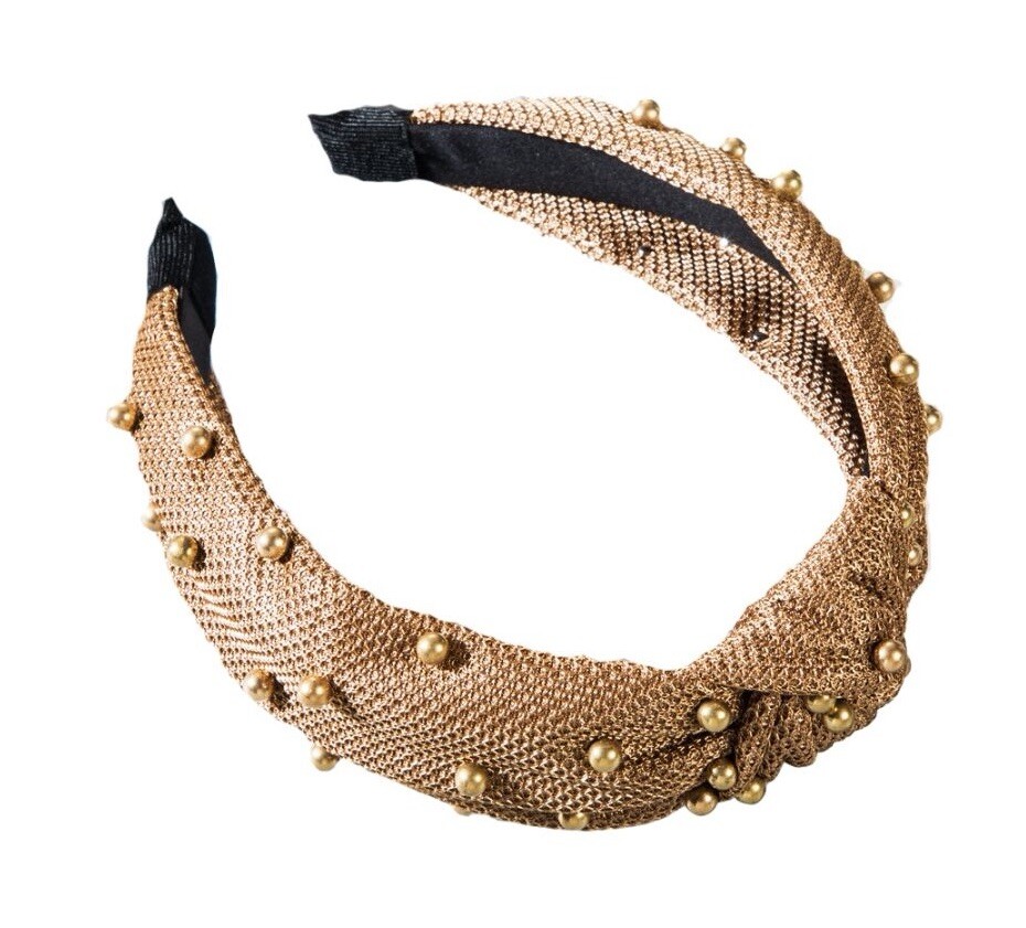 Brown Pearls Knot Textured Headband