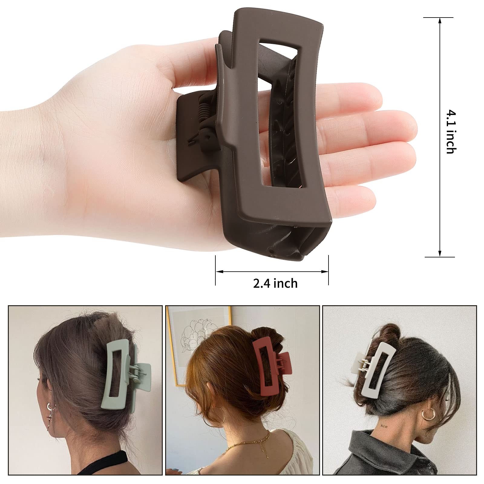 Sisiaipu 4 Inch Big Hair Claw Clips 6 Pcs Large 6 Count (Pack of 1), Brown