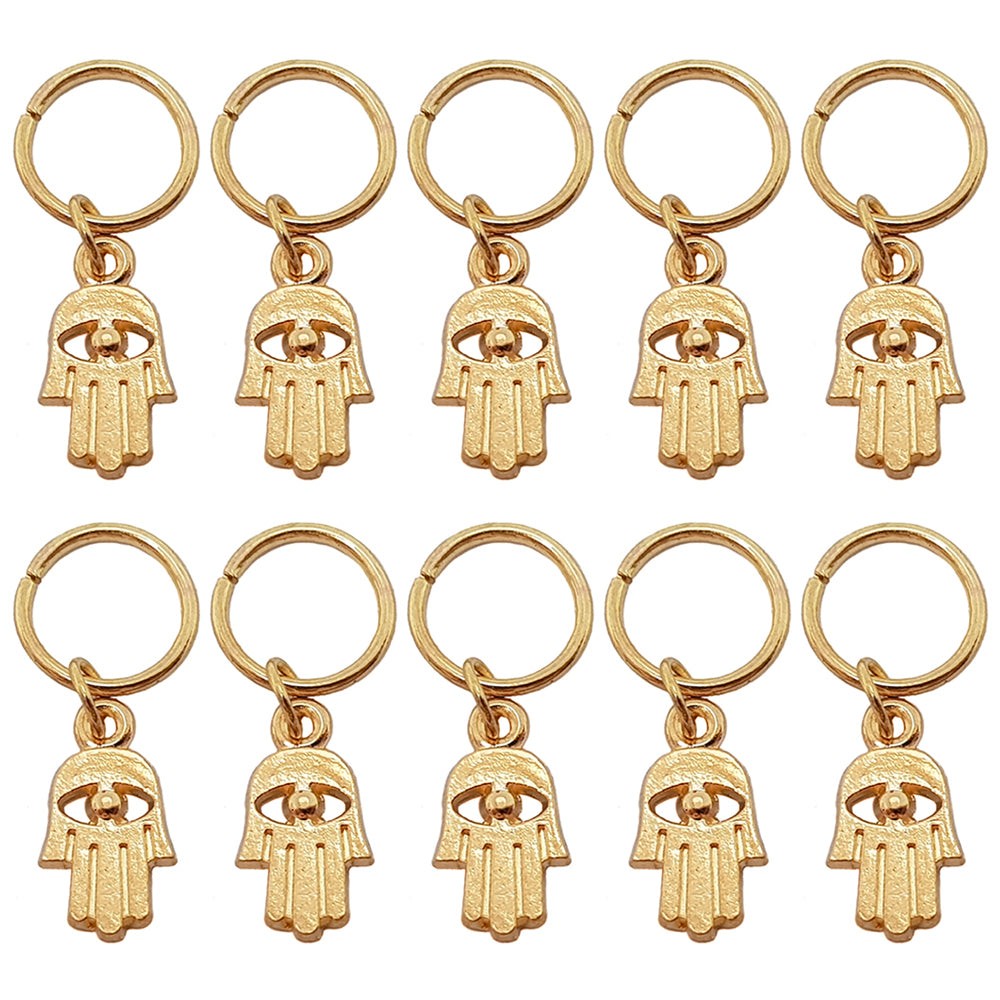 Gold Hamsa Hand Hair Rings Rave Festival Gems Body Flitter Kandi Art