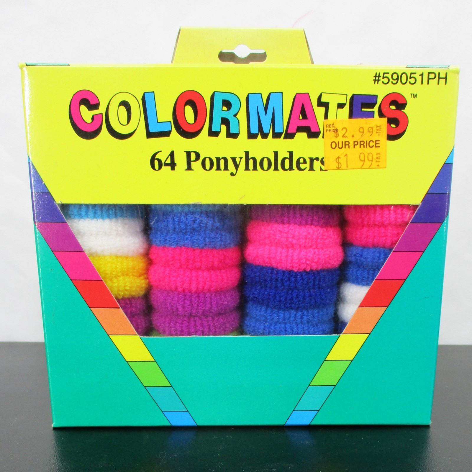 Vintage Colormates 64 Ponyholders Hair Elastics NOS 80s 90s Retro Neon 59051P