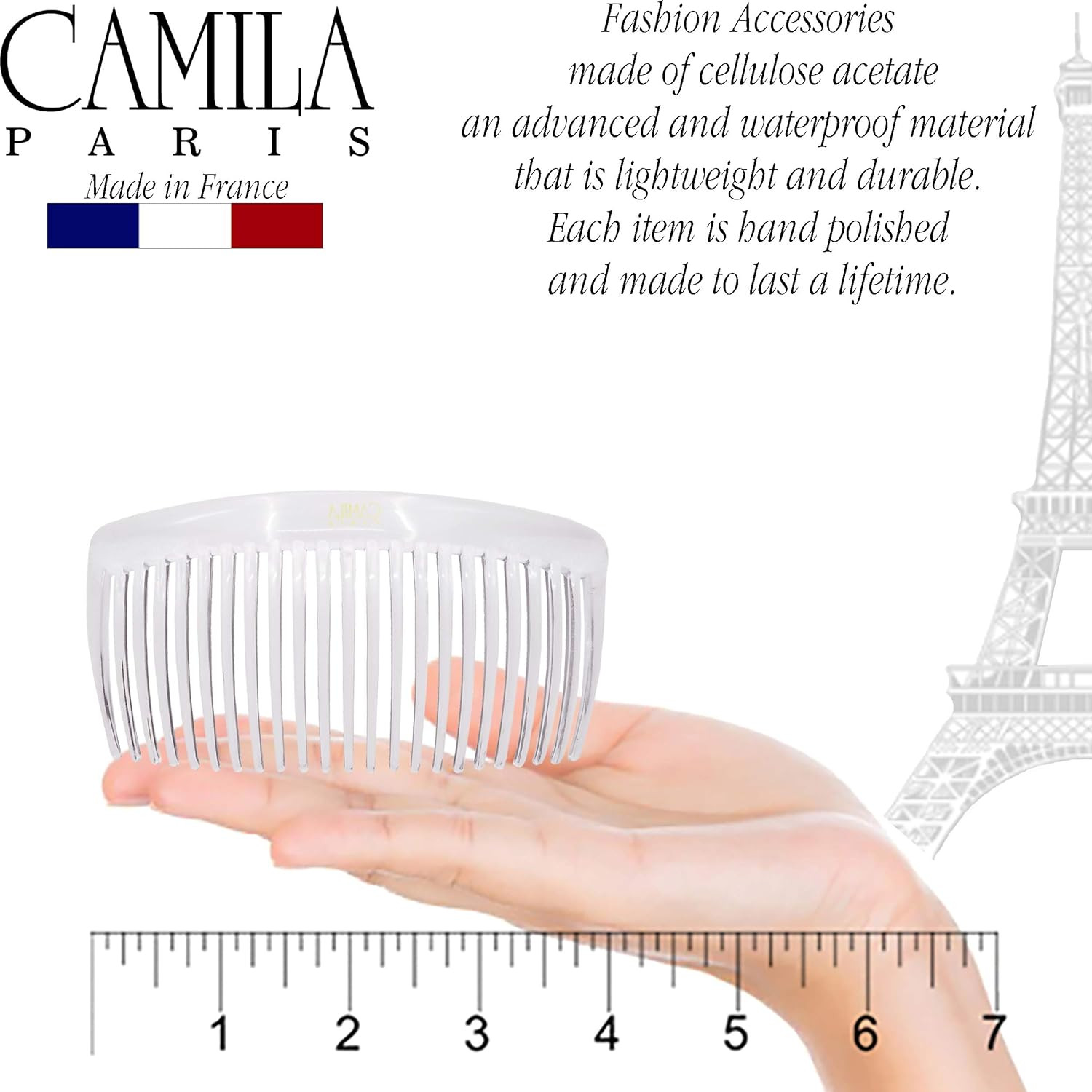 Paris CP2911 French Side Combs Large Curved, Clear French Twist Hair Combs Decor