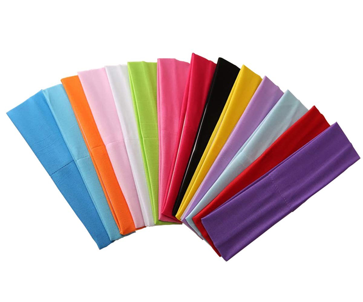 Zapire 14pcs Mixed Colors Yoga Sports Headbands for Women – Soft Elastic Stre…