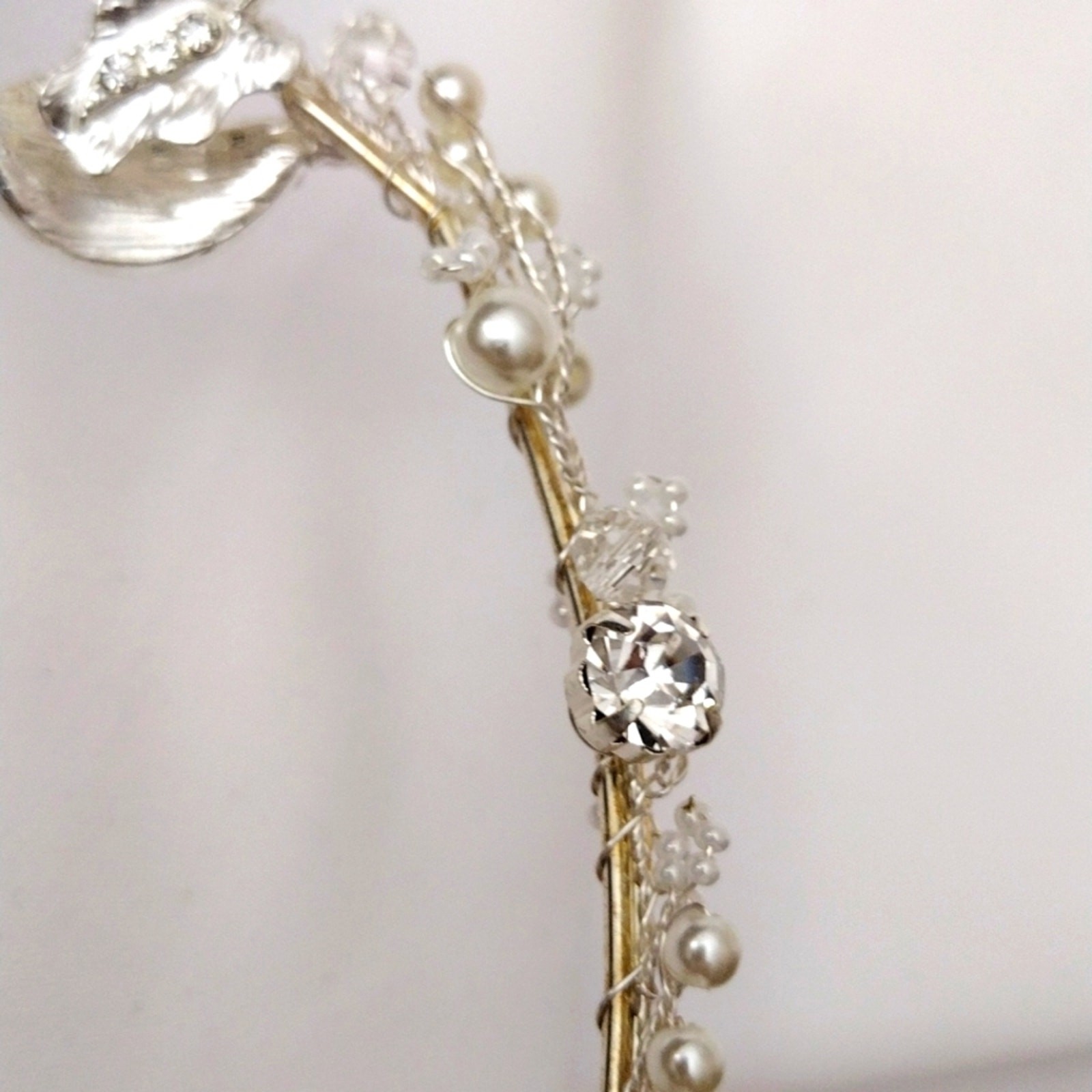 Bridal Floral Silver tone Metal Headband Rhinestone
