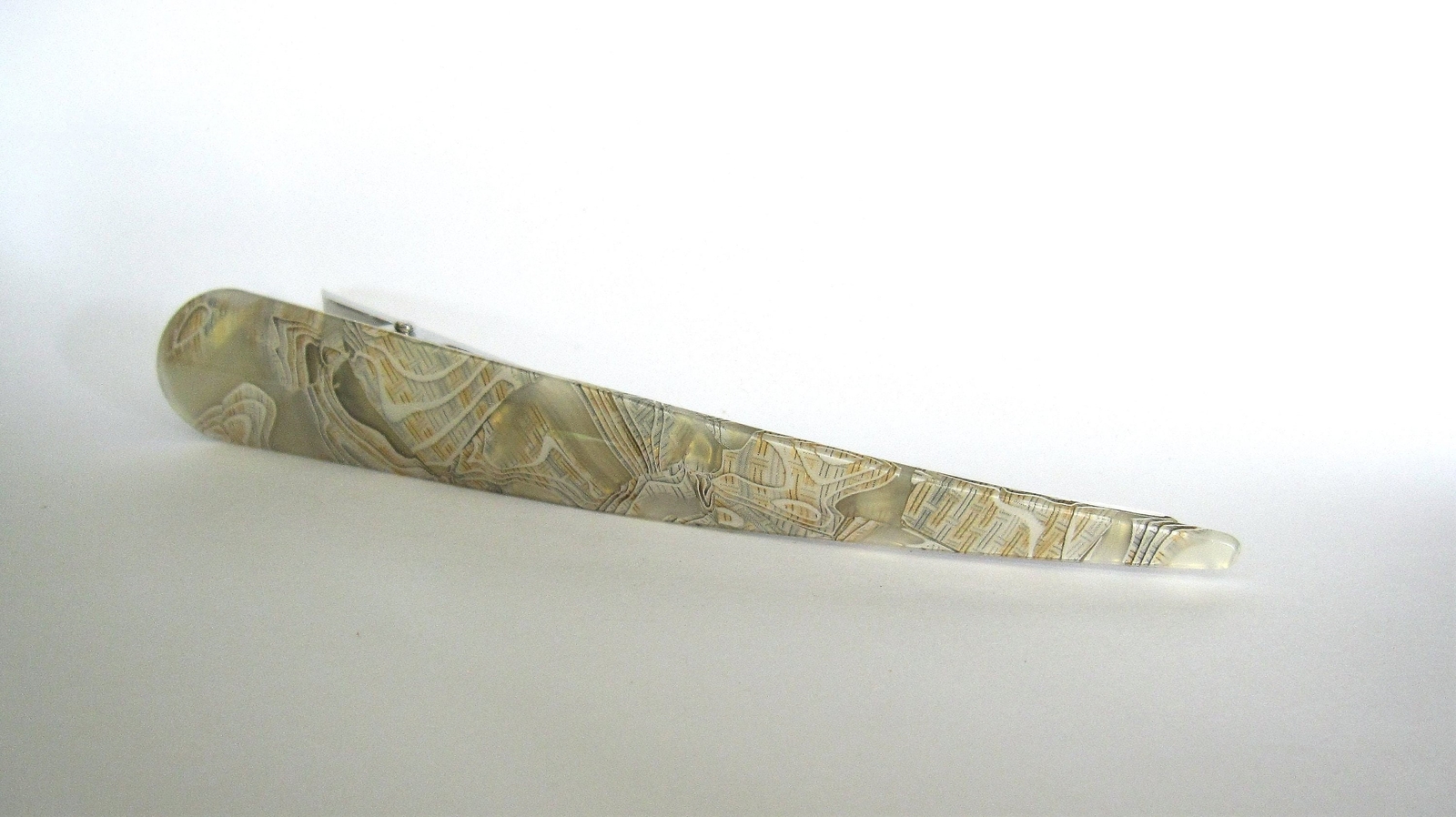 Gray golden yellow white iridescent marbled acrylic metal alligator hair claw