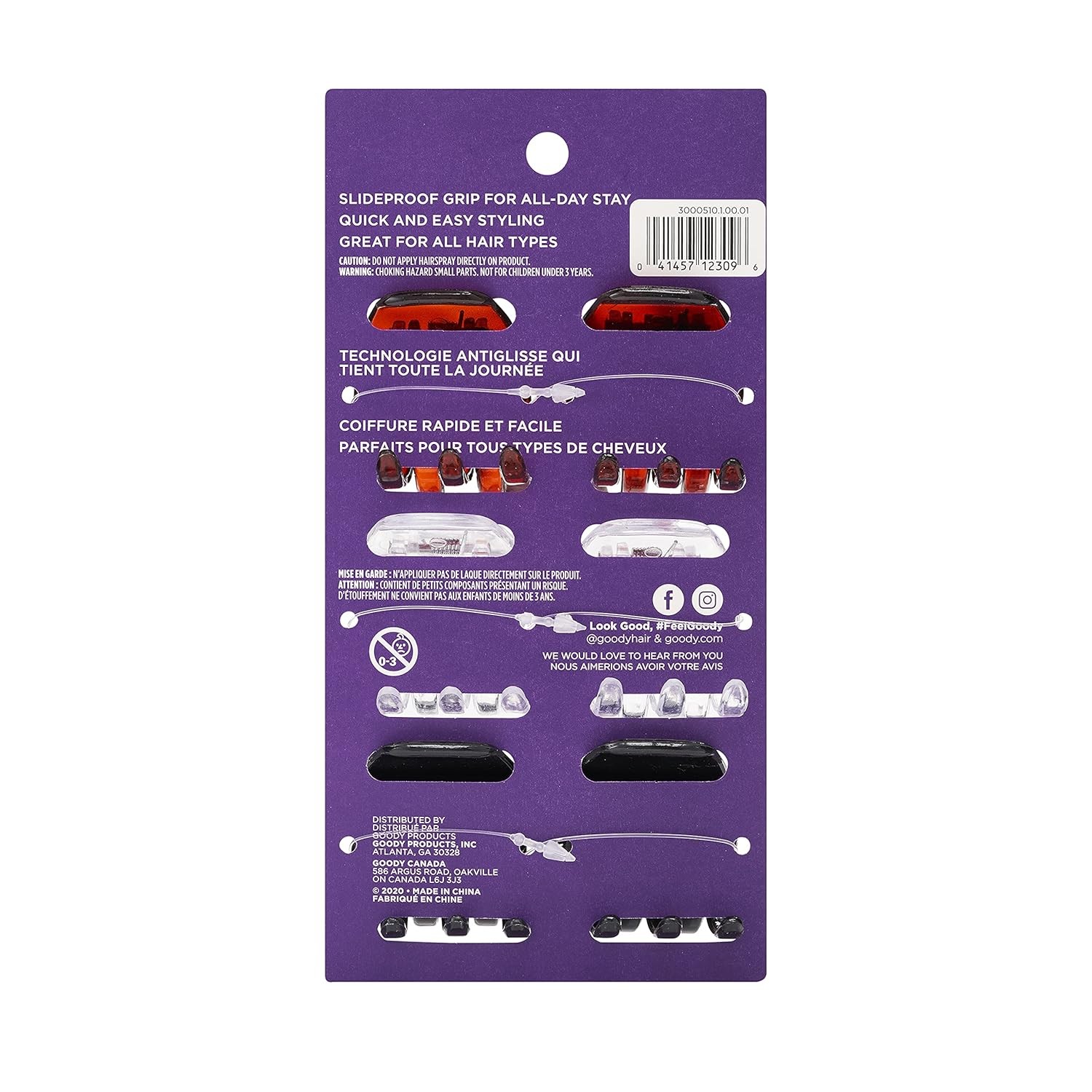 Goody Classic Claw Hair Clips – 6-Count, Clear, Brown and Black – 1/2 Claw Will
