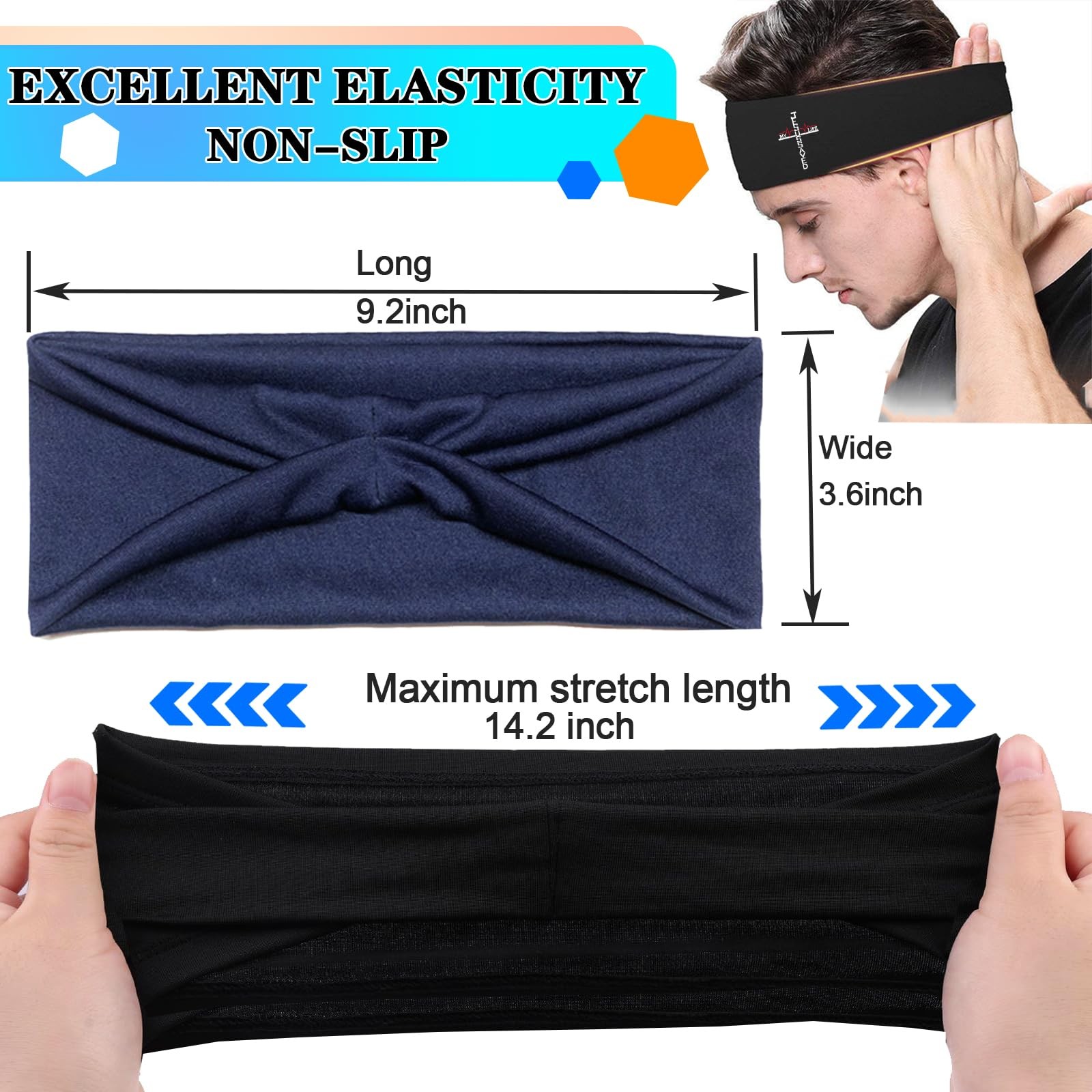 3pcs Headbands for Men Sport Sweat Bands Sweatbands for Men Christian Jesus C…