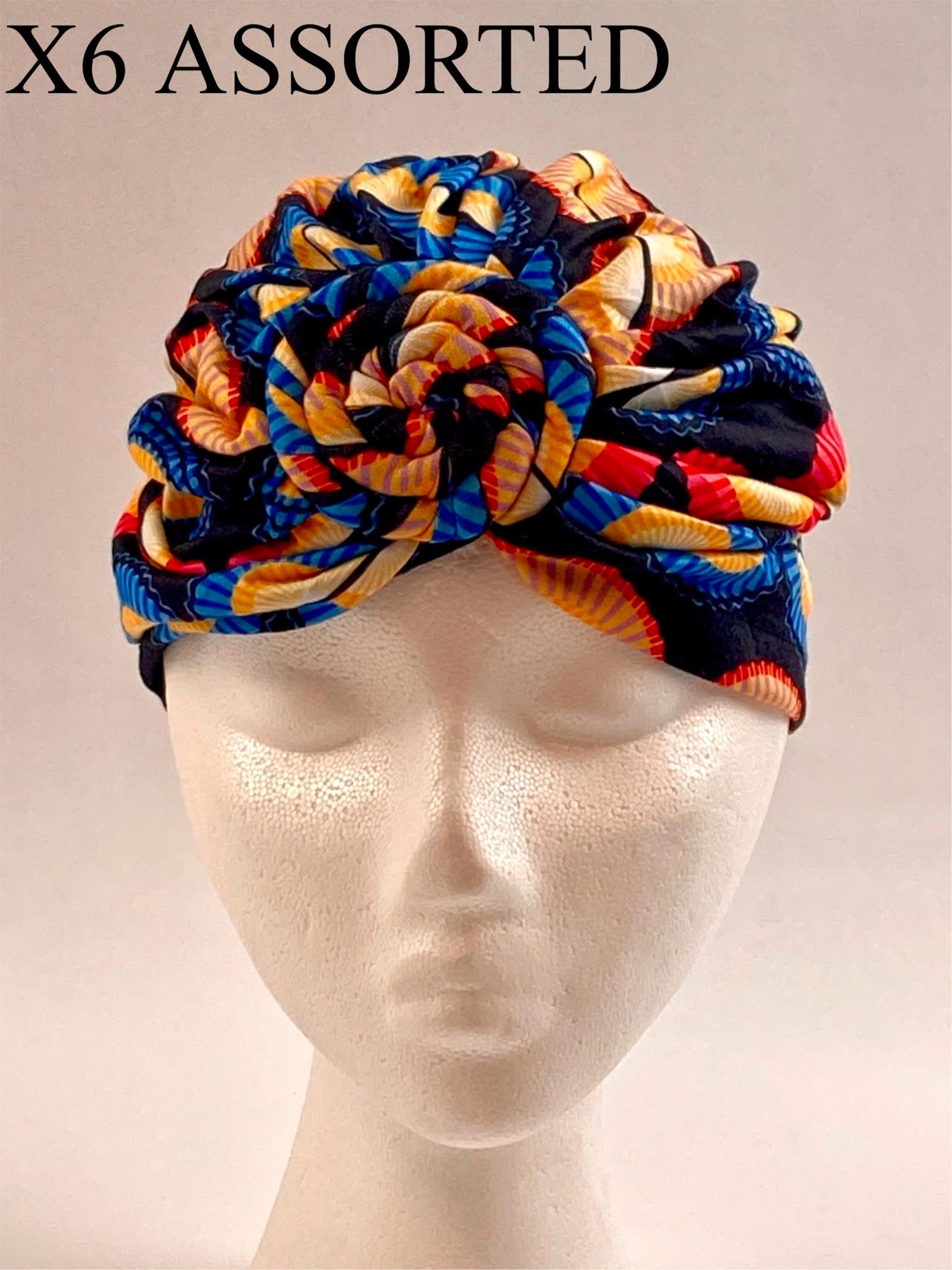 African Turban Knot Pre-Tied Bonnet Beanie Cap Headwrap Flower 6 Pieces