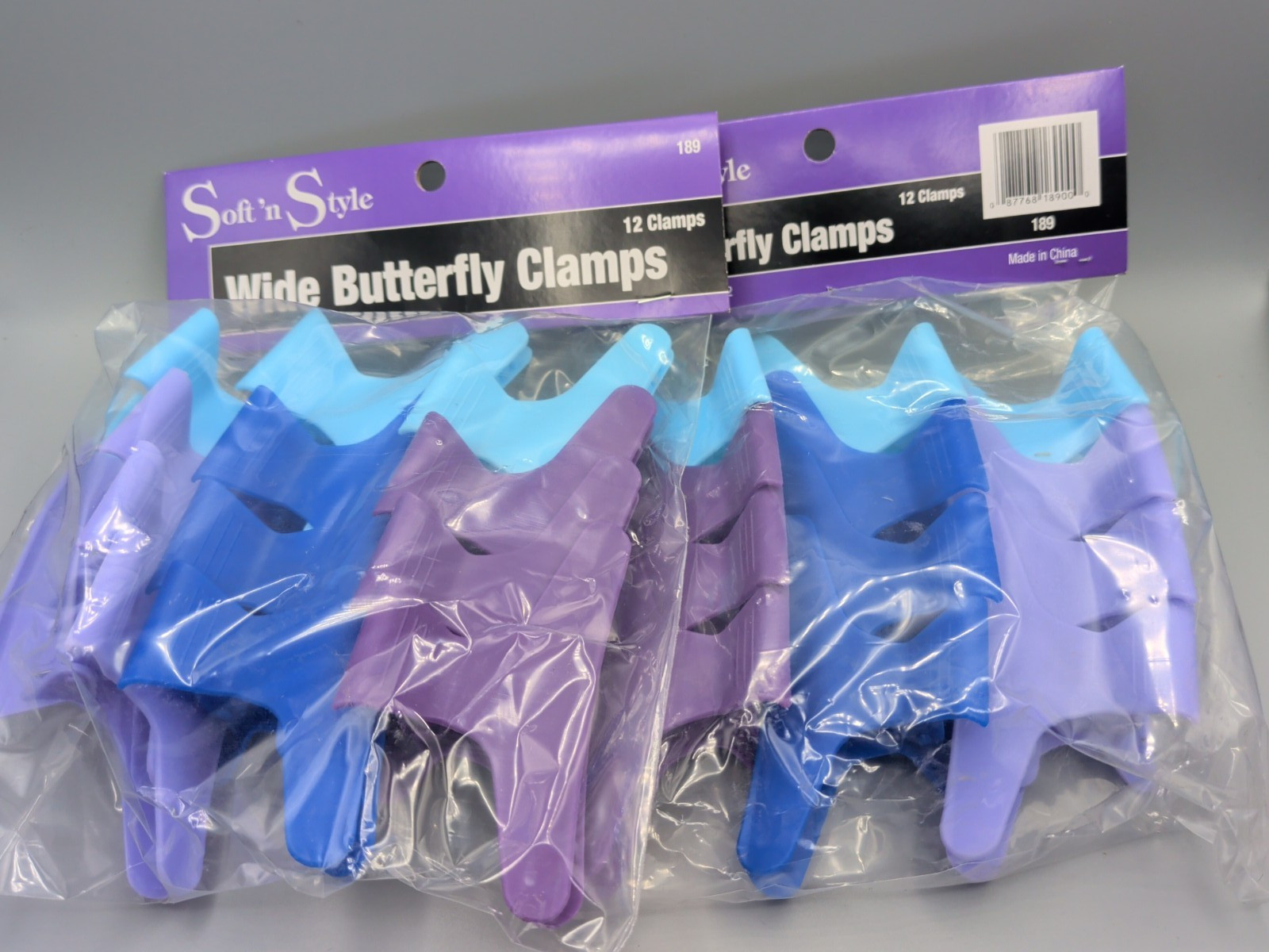Soft ‘N Style 3″ Wide Butterfly Hair Clamps Clips, Purple (2 Packs of 12 Clamps)