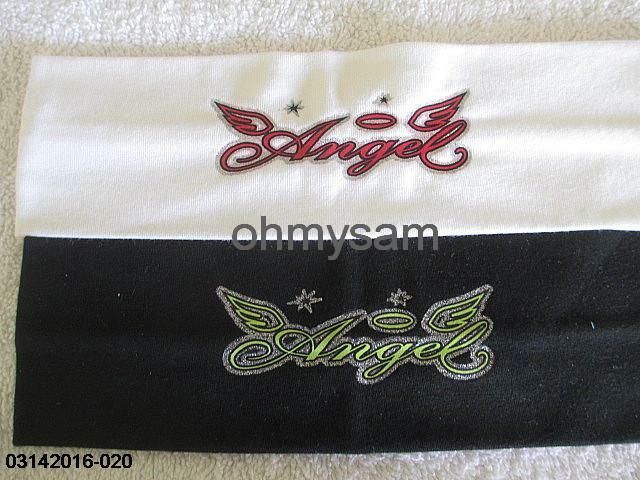 CLOSEOUT 3+3+3+3 NEW SOLID COLOR STRETCH HEADBAND COLOR ‘ANGEL’ PRINT 2 1/2″