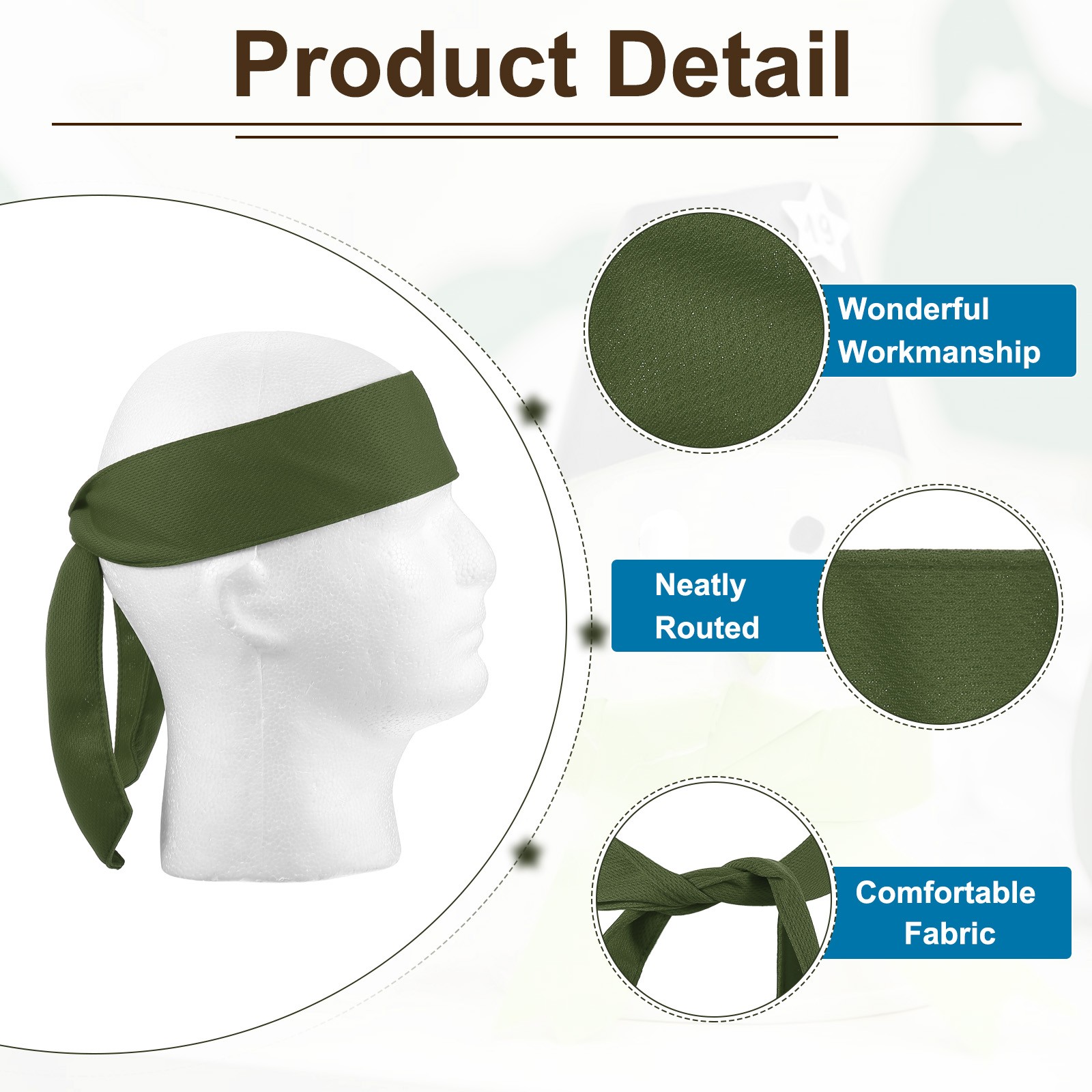 Head Ties Headband Ninja Karate Headband Sports Tie Back, Deep Green