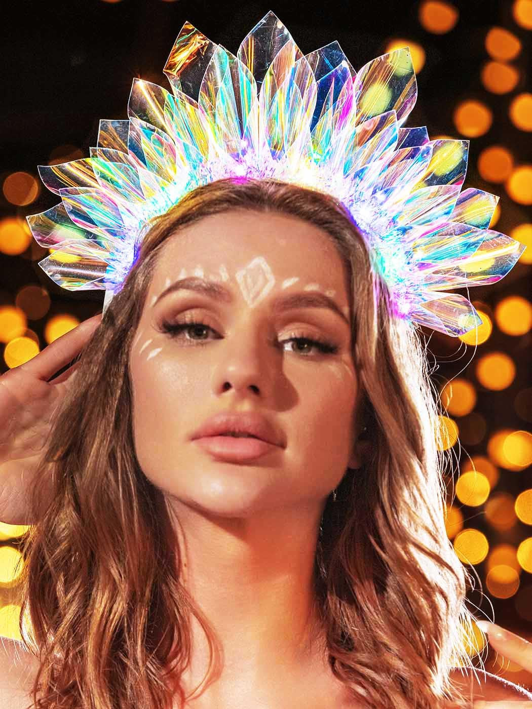 Light up Crown Led Headband Glow Birthday Headpiece Rave Costume Hair