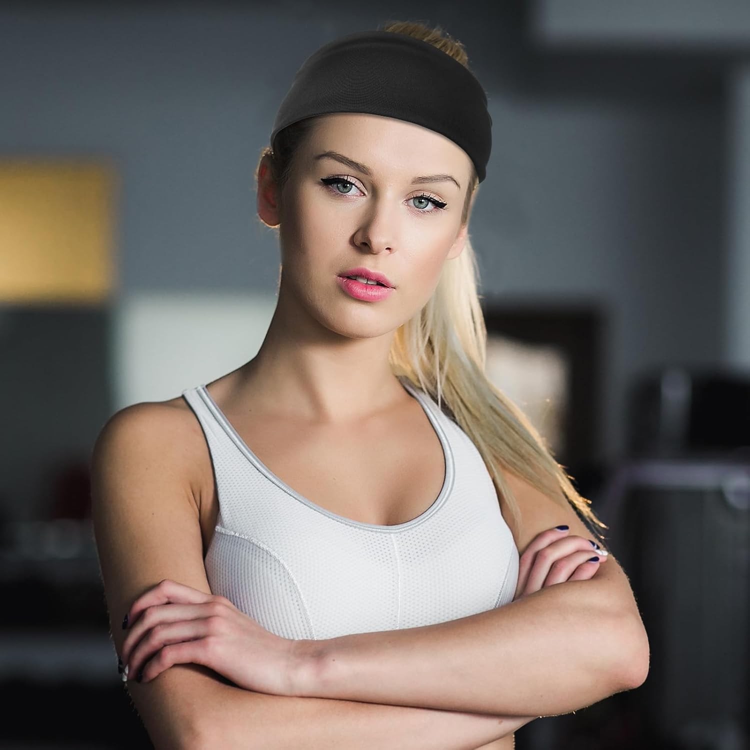 6 PCS Sports Headbands Soft Stretchy Non Slip Sweat Absorbent Headbands