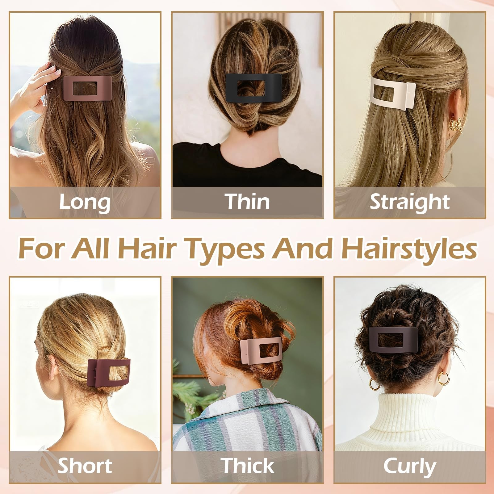 Artchita French Flat Hair Clips for Women 1 Count (Pack of 6), Brown Scarlet