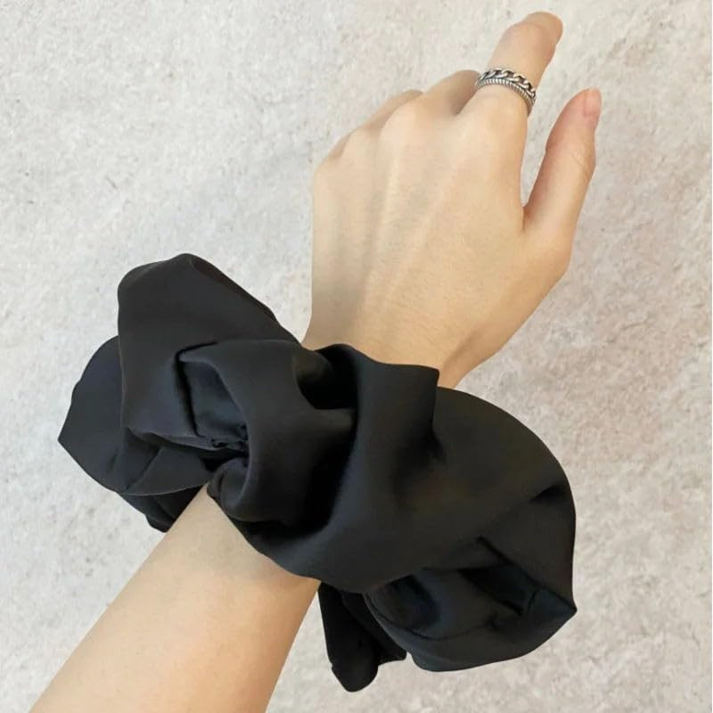 4 Pack XL Satin Silk Hair Scrunchies Oversized Elastic Hair Ties for Women Girls