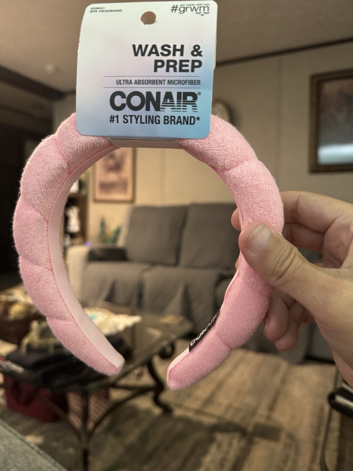 Conair Wash & Prep Ultra Absorbent Microfiber Padded Headband Black/Pink 6pc