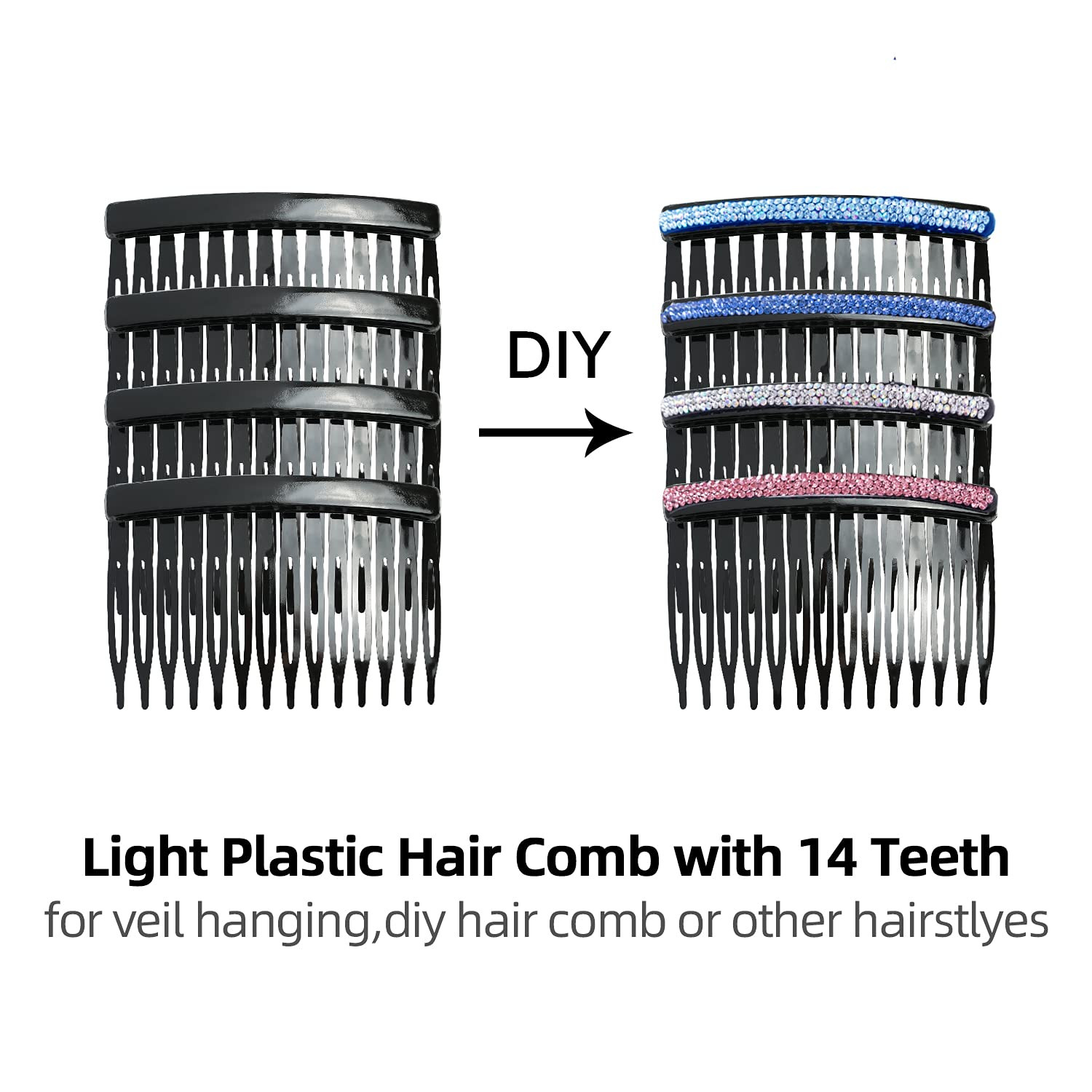 Cinaci 30 Pack Clear White Black Brown Plastic Hair Side Combs Slide Bun Holder