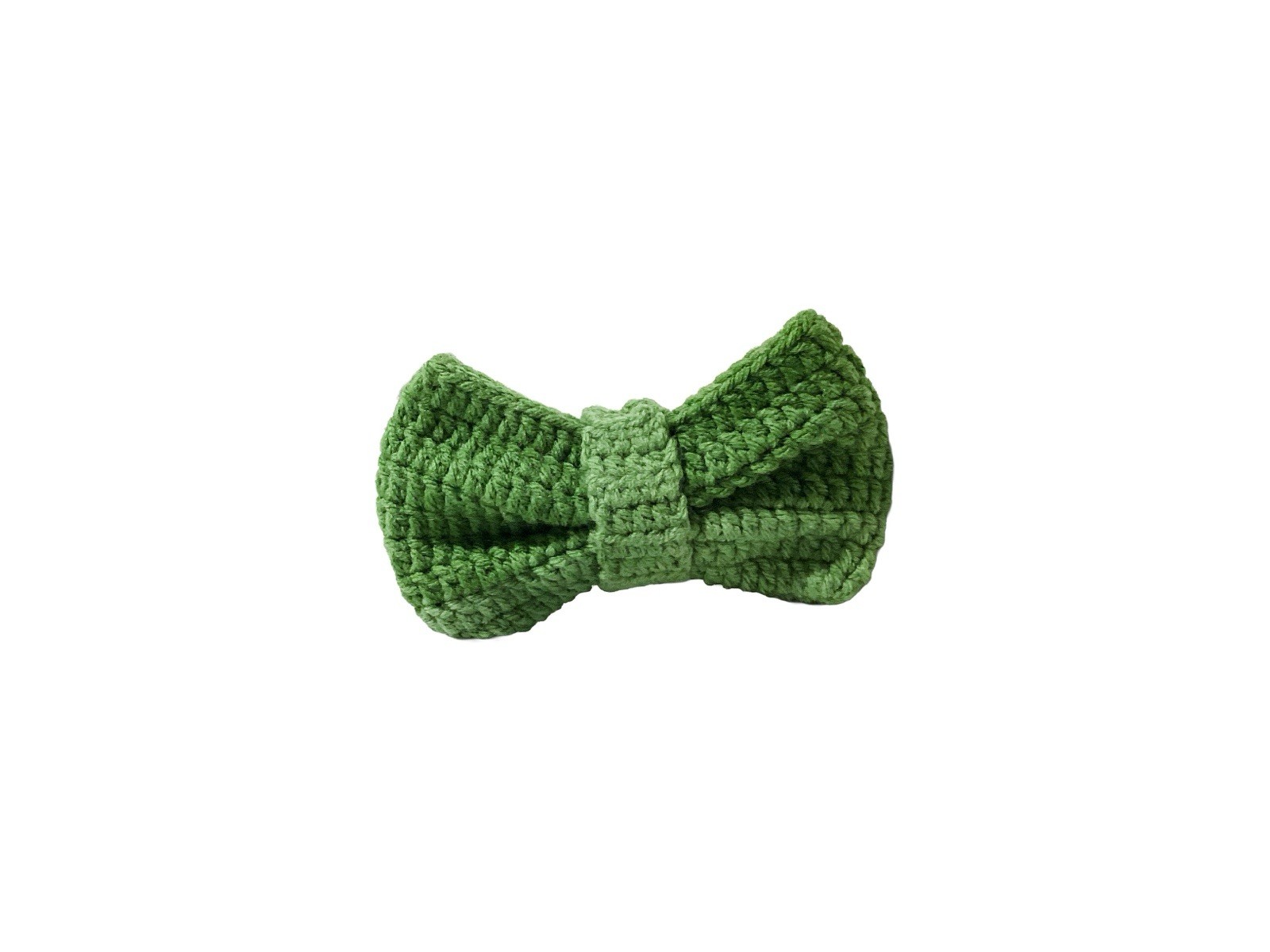 Handmade Crochet Yarn Bow Accessory, Green Solid Casual Classic
