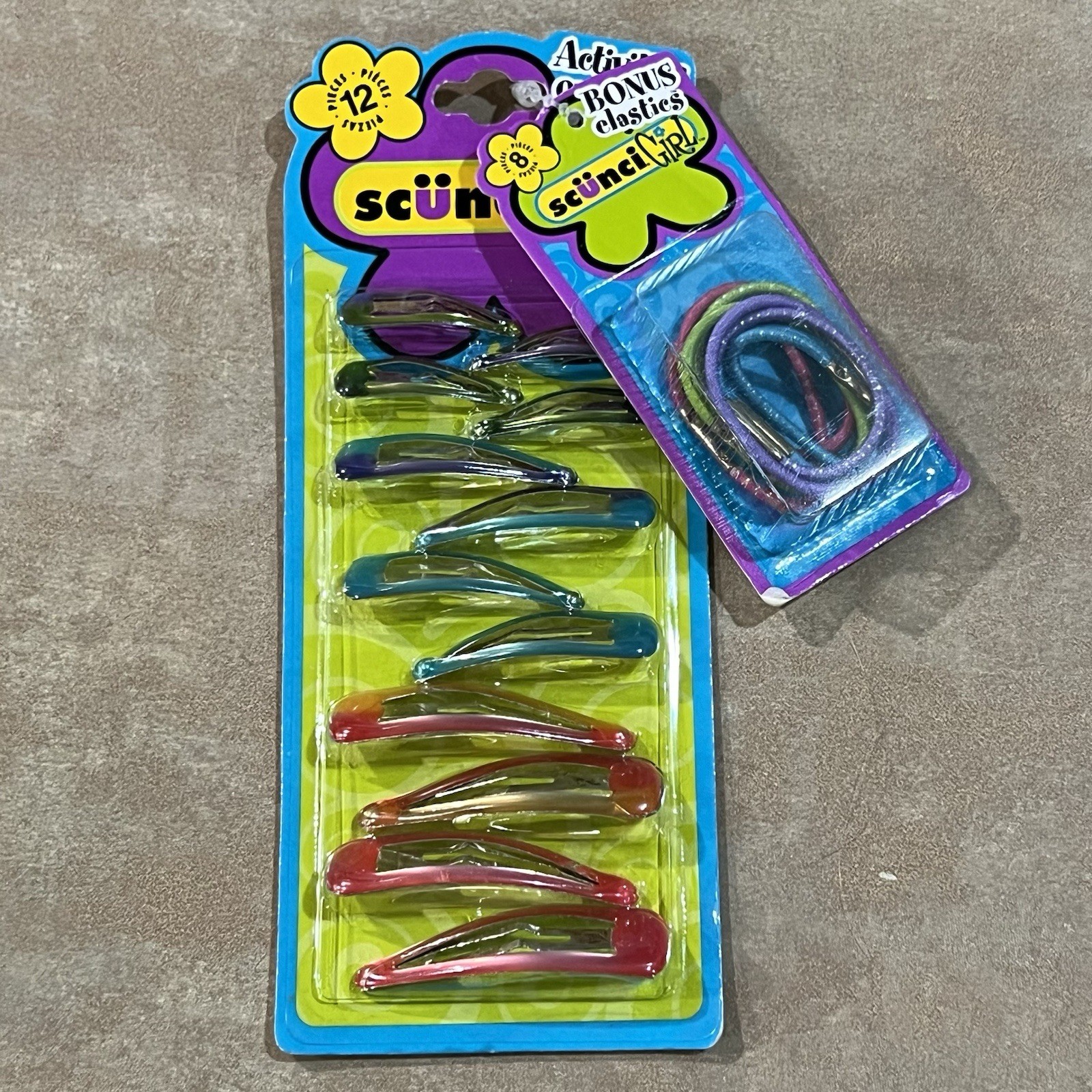 Vintage Y2K Scunci girl 12 Pc Barrett Set w/ 8 Bonus Elastics NOS