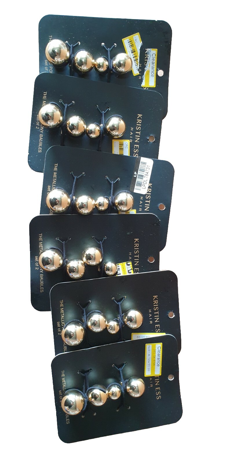 Kristin Ess Women’s The Metallic Gold Pony Baubles w/ Hair Elastics 2ct